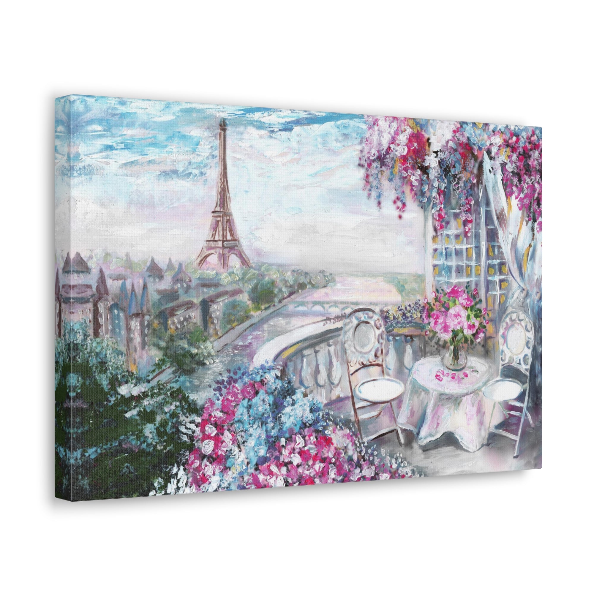 Paris Pink Eiffel Tower France Canvas Artwork High-Quality Breathtaking French City for Home Decor Ready to Hang-Express Your Love Gifts