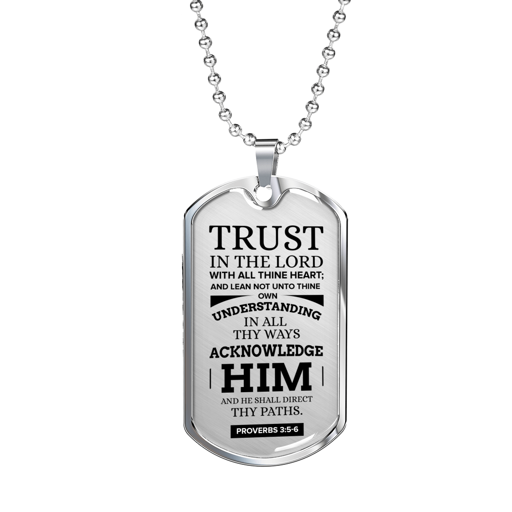 Let God Direct Your Path Christian Faith Necklace Stainless Steel or 18k Gold Dog Tag 24" Chain-Express Your Love Gifts