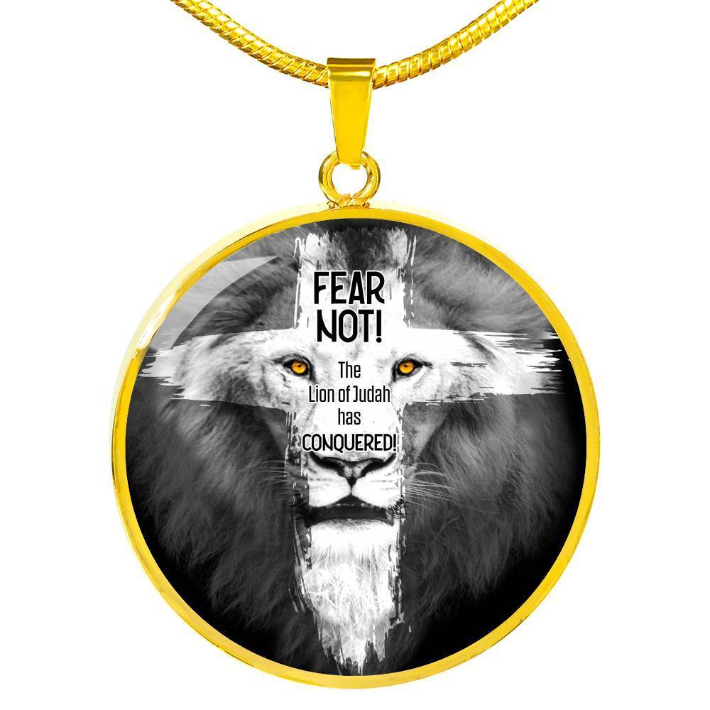 Lion Of Judah Revelation 5:5 Circle Necklace 18k Gold 18-22" - Express Your Love Gifts