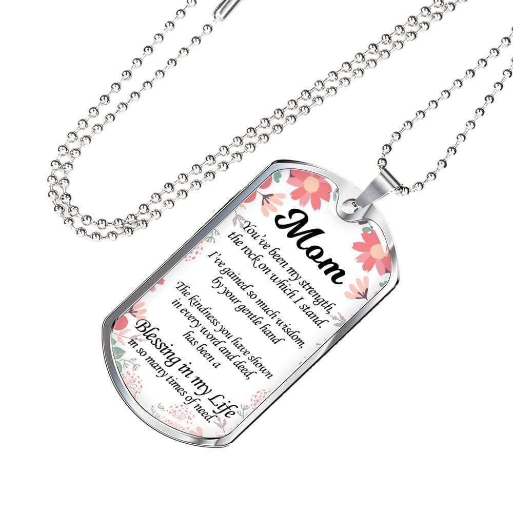 Message To My Mom Necklace Stainless Steel or 18k Gold Dog Tag 24" Chain-Express Your Love Gifts