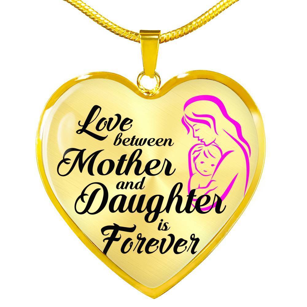 Mom Love Messagemother And Daughter Forever Necklace Stainless Steel or 18k Gold Heart Pendant 18-22"-Express Your Love Gifts