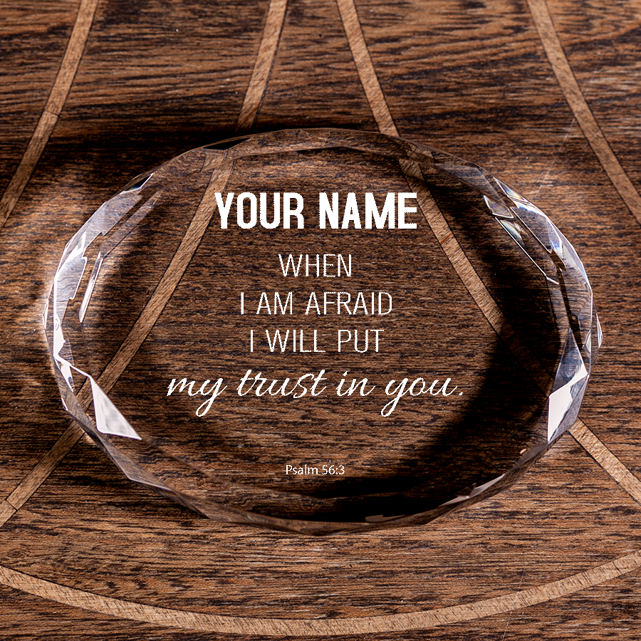Psalm 56:3 I Will Put My Trust in You Faceted Oval Crystal Paperweight Personalized Christian Gift-Express Your Love Gifts