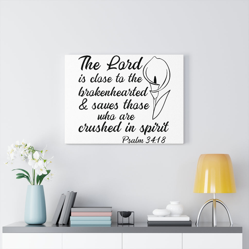 Scripture Walls Saves Those Who Psalm 34:18 Bible Verse Canvas Christian Wall Art Ready to Hang Unframed-Express Your Love Gifts