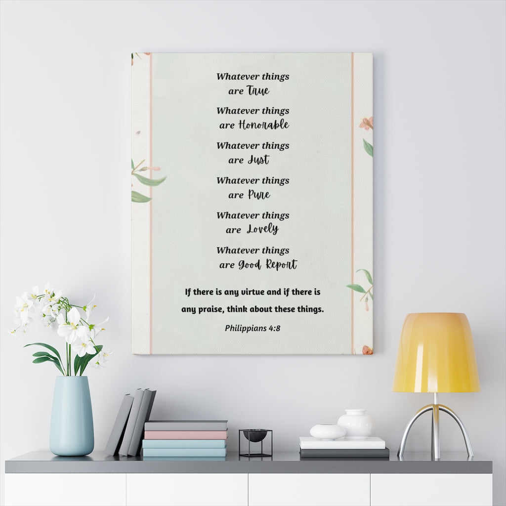 Scripture Walls Whatever Things Are True Philippians 4:8 Bible Verse Canvas Christian Wall Art Ready to Hang Unframed-Express Your Love Gifts