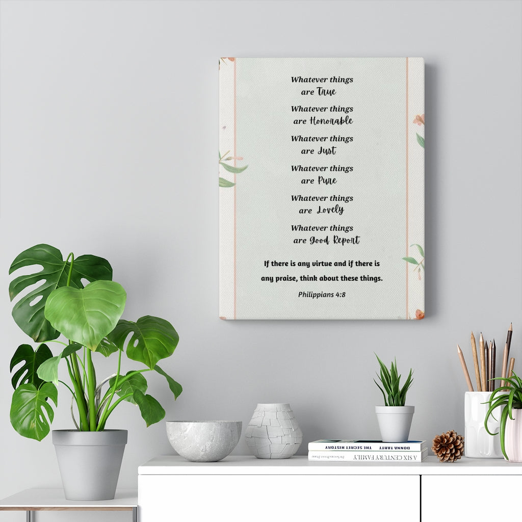 Scripture Walls Whatever Things Are True Philippians 4:8 Bible Verse Canvas Christian Wall Art Ready to Hang Unframed-Express Your Love Gifts