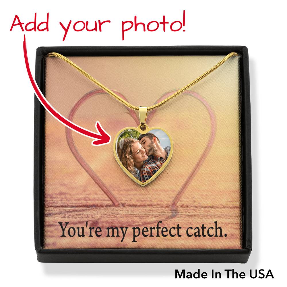 To Wife From Husband Personalized My Perfect Catch Necklace Stainless Steel Heart Pendant Necklace 18-22"-Express Your Love Gifts