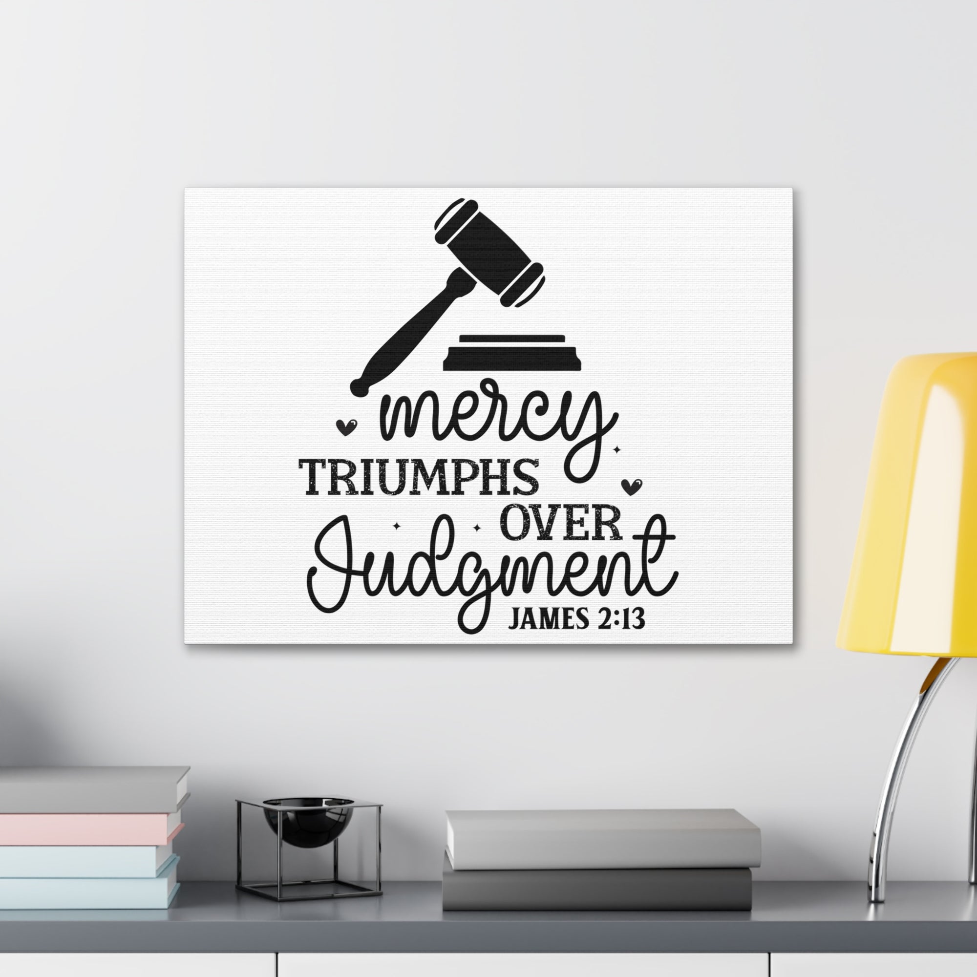 Scripture Walls James 2:13 Mercy Triumphs Over Judgment Bible Verse Canvas Christian Wall Art Ready to Hang Unframed-Express Your Love Gifts