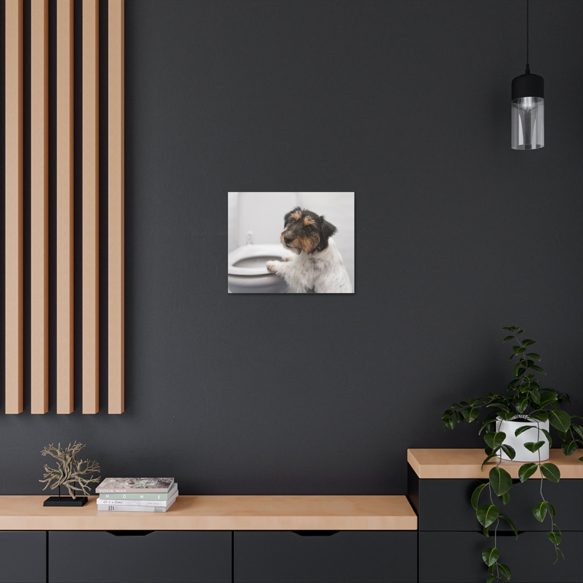 Jack Russell Terrier Standing On Toilet Funny Canvas Wall Art for Home Decor Ready-to-Hand-Express Your Love Gifts