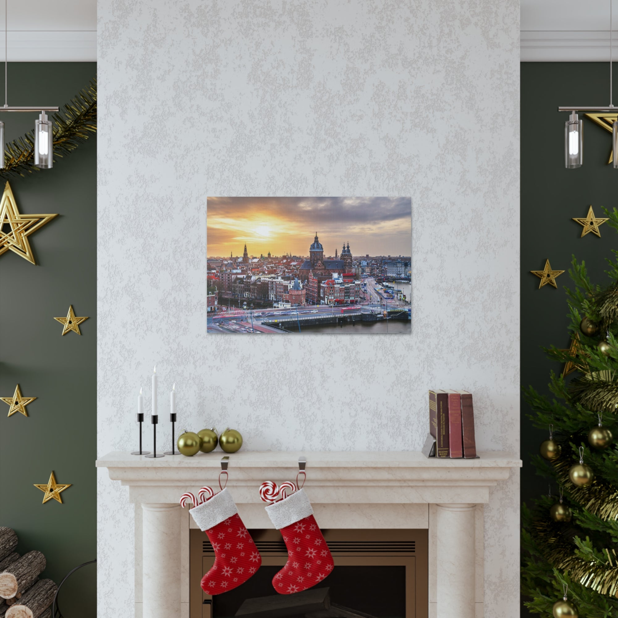 Amsterdam Daytime Skyline Canvas Artwork High-Quality Breathtaking Stunning Cityscape for Home Decor Ready to Hang-Express Your Love Gifts