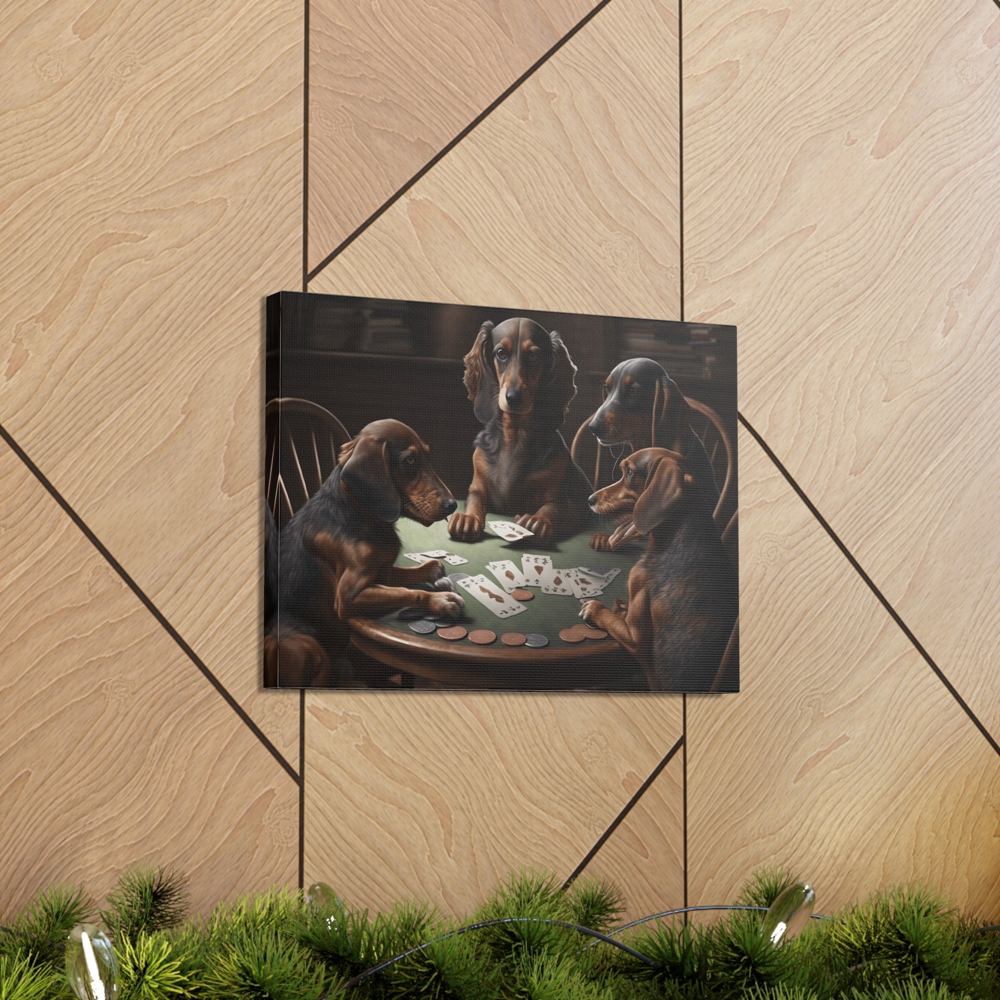 Painting Dogs Playing Poker Funny Game Animals Playing Card Canvas Wall Art for Home Decor Ready-to-Hang-Express Your Love Gifts