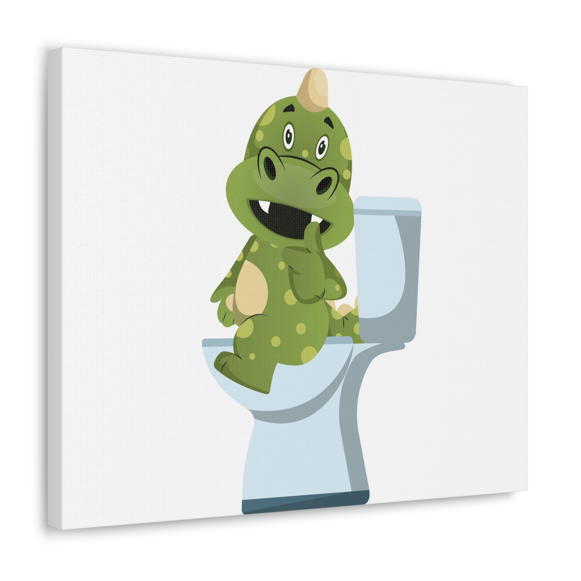 Green Dragon Sitting On Toilet Funny Canvas Wall Art for Home Decor Ready-to-Hand-Express Your Love Gifts