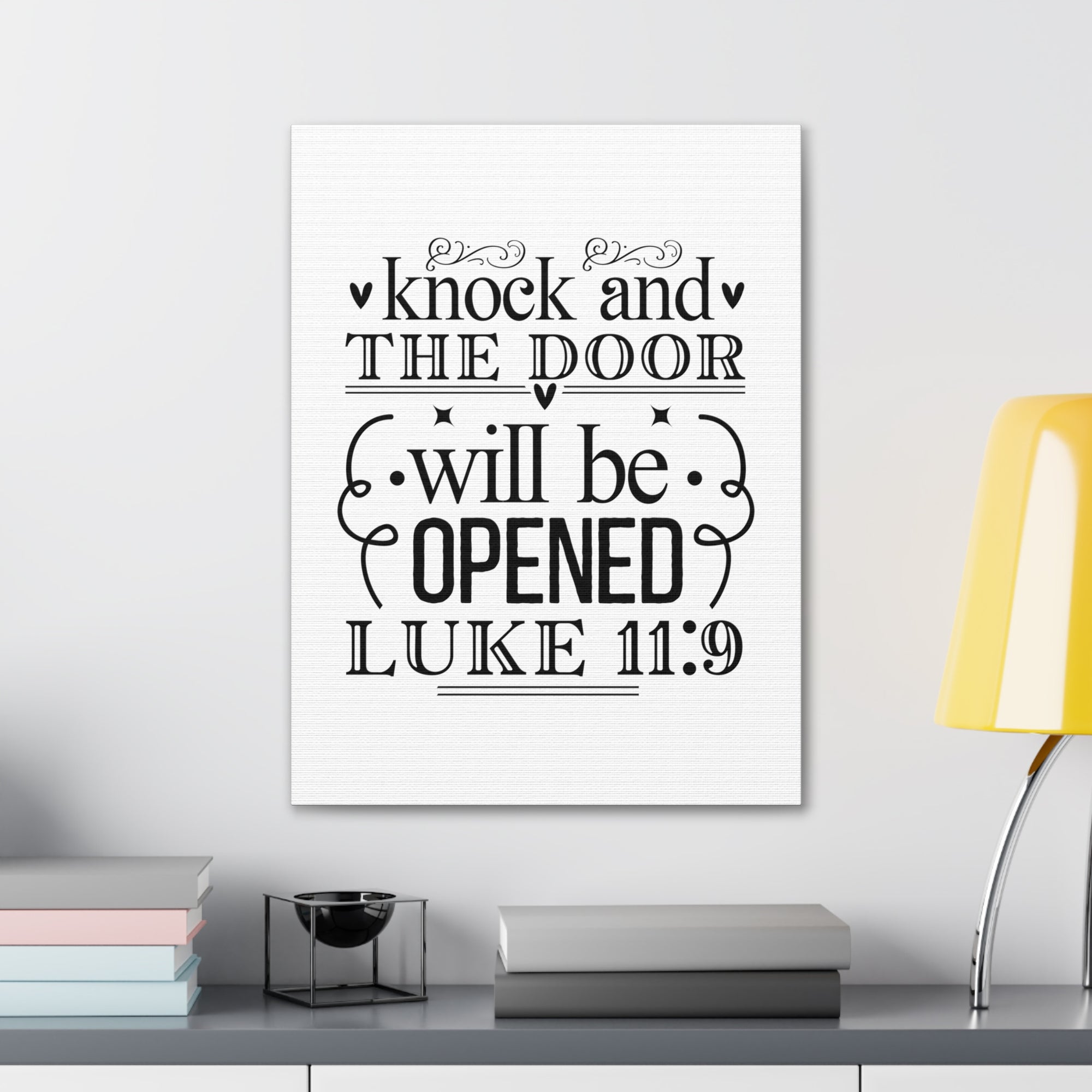 Scripture Walls Luke 11:9 Knock Bible Verse Canvas Christian Wall Art Ready to Hang Unframed-Express Your Love Gifts