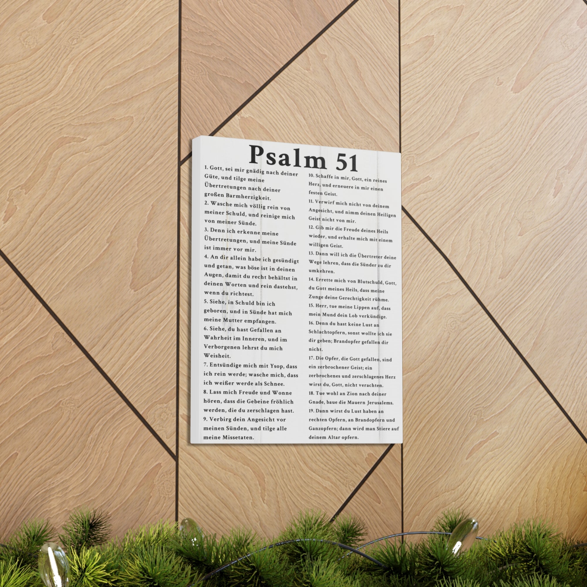 Scripture Walls Psalm 51 German White Bible Verse Canvas Christian Wall Art Ready to Hang Unframed-Express Your Love Gifts