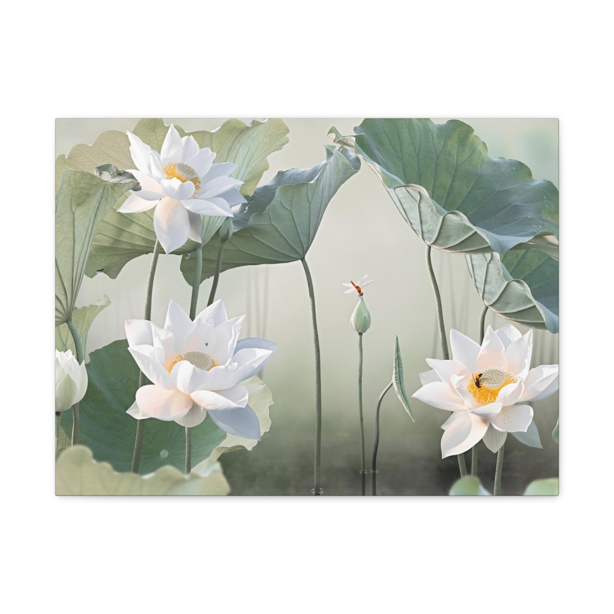 Beautiful White Lotus Flower Canvas Wall Art for Home Decor Ready-to-Hang-Express Your Love Gifts