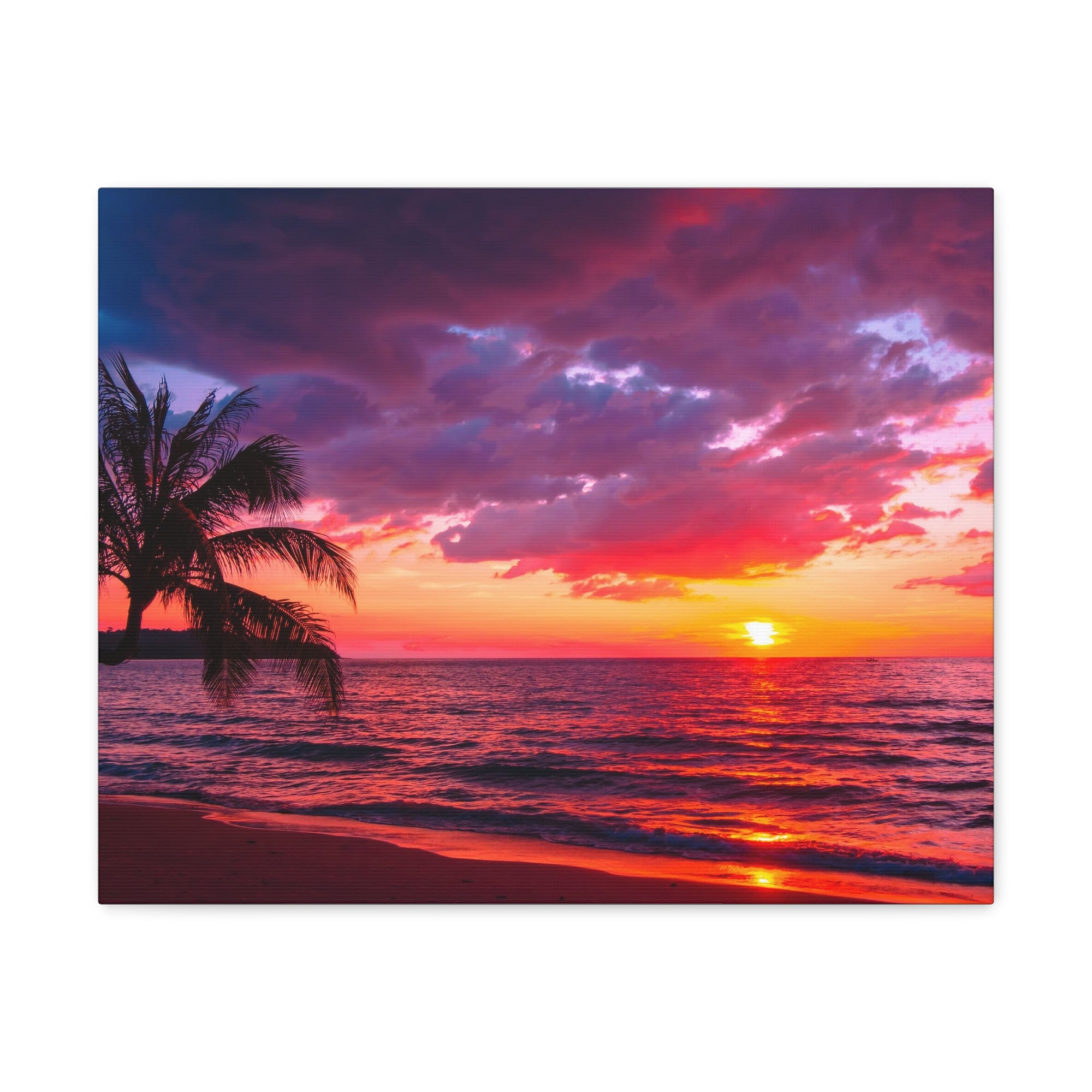 Beautiful Sunset Tropical Beach Ocean Canvas Wall Art for Home Decor Ready-to-Hang-Express Your Love Gifts