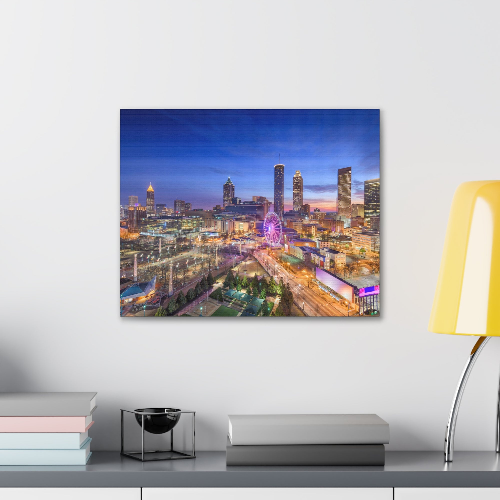 Atlanta Night Skyline Canvas Artwork High-Quality Breathtaking Stunning Cityscape for Home Decor Ready to Hang-Express Your Love Gifts