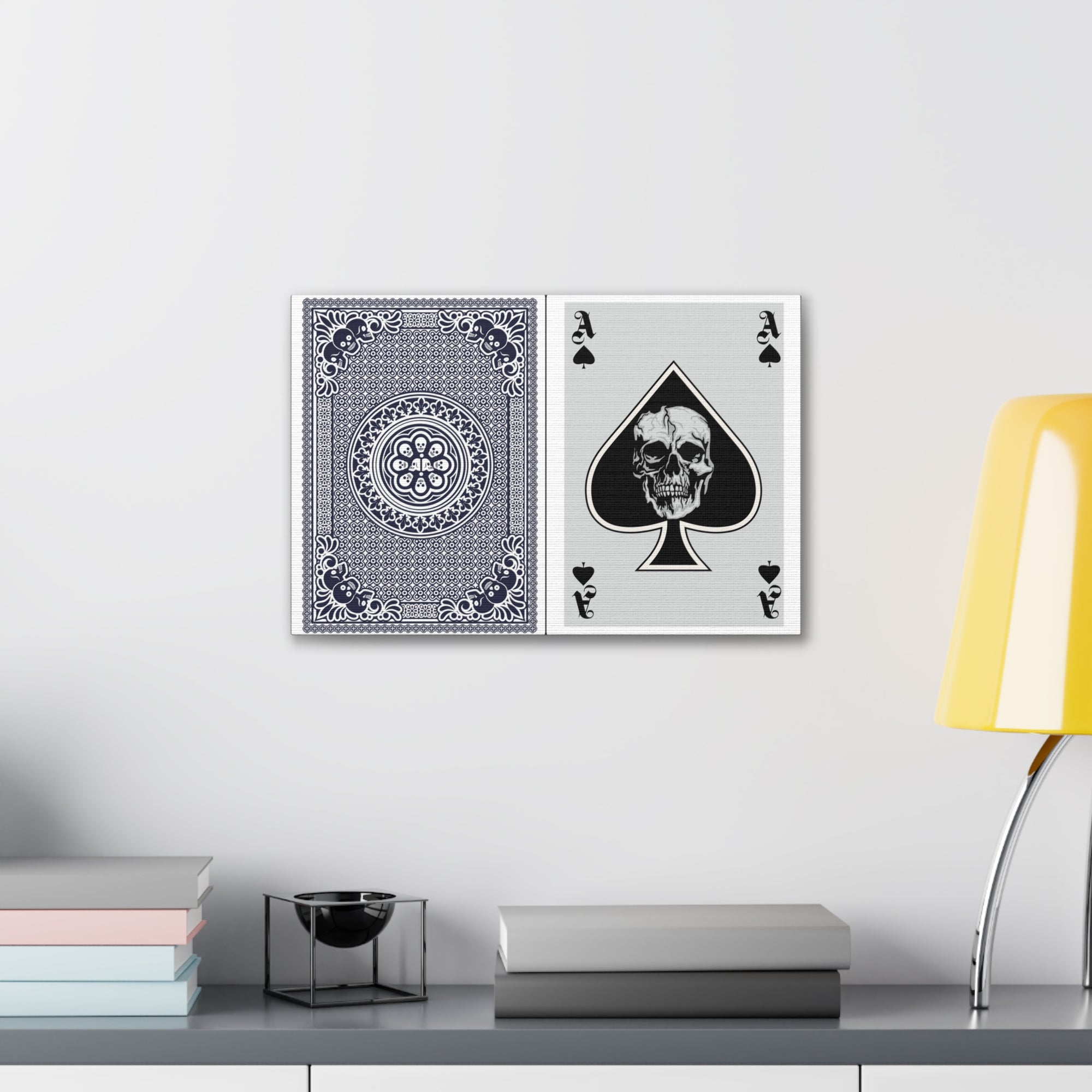 Ace of Spades With Skull Playing Card Canvas Wall Art for Home Decor Ready-to-Hang-Express Your Love Gifts