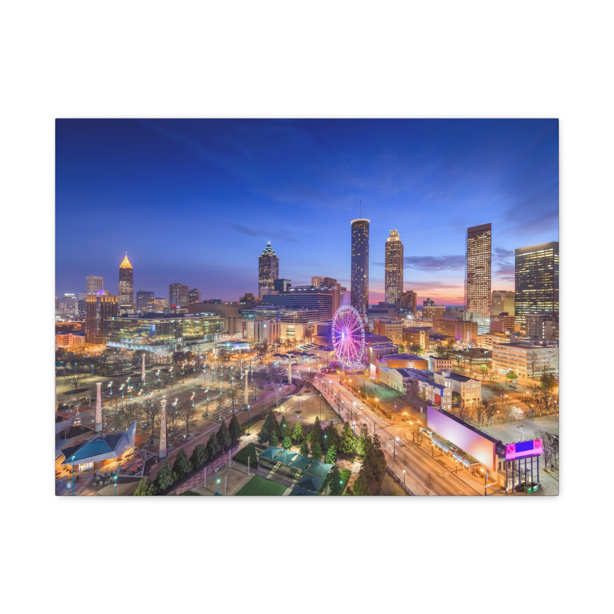 Atlanta Night Skyline Canvas Artwork High-Quality Breathtaking Stunning Cityscape for Home Decor Ready to Hang-Express Your Love Gifts