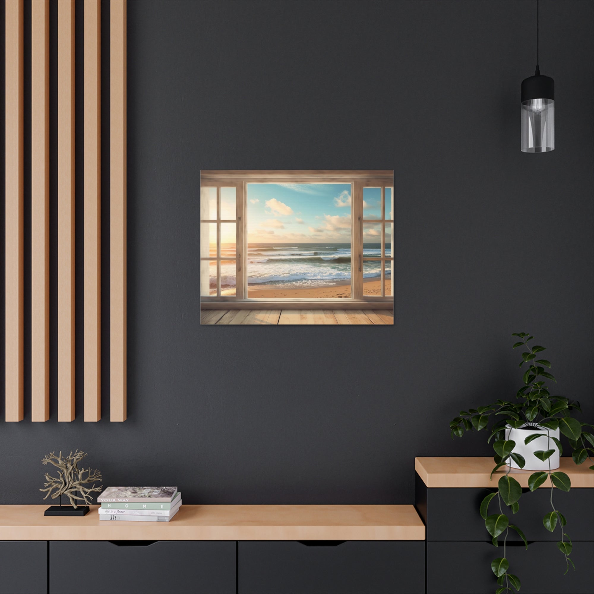 Beautiful Ocean View Window Luxury Ocean Canvas Wall Art for Home Decor Ready-to-Hang-Express Your Love Gifts