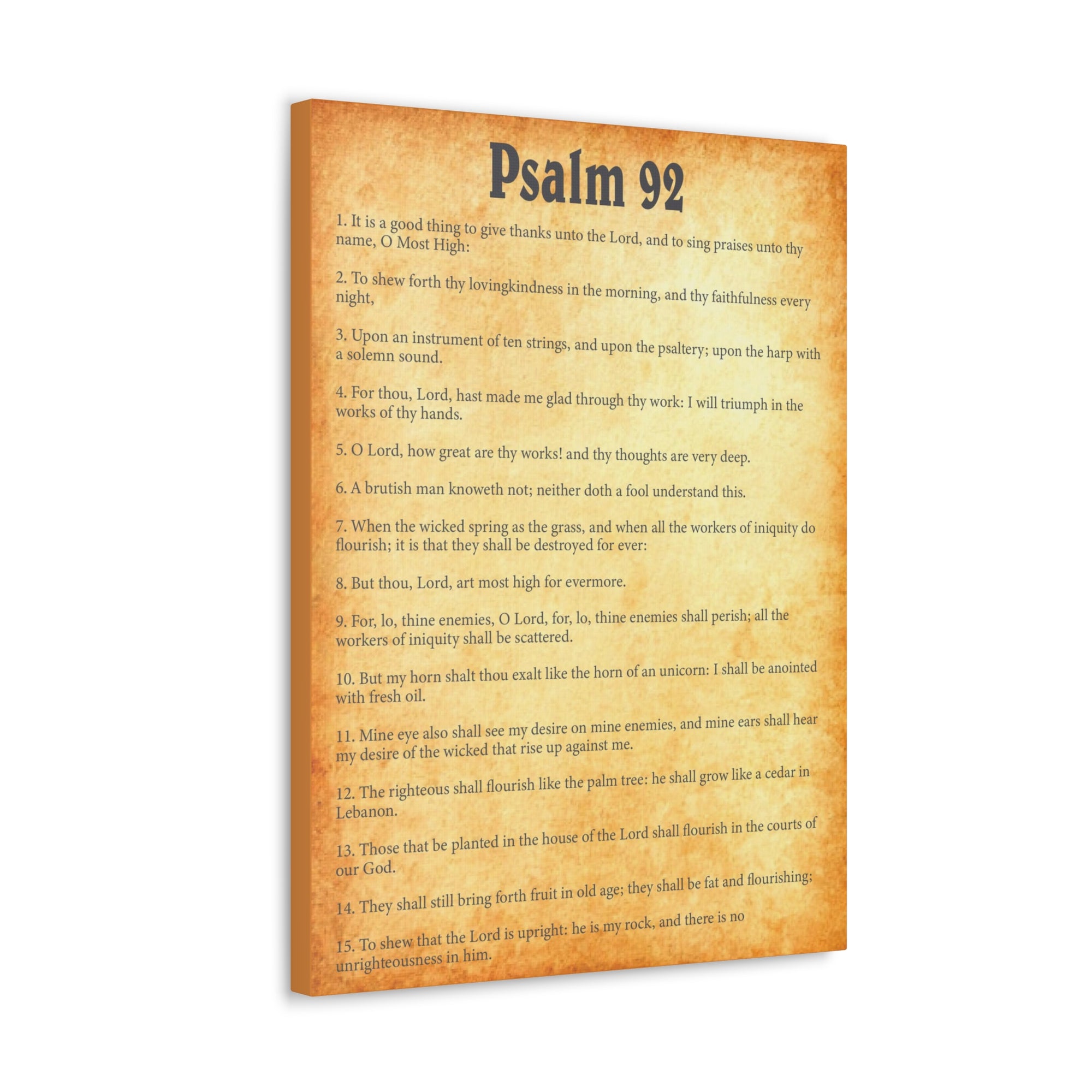 Scripture Walls Psalm 92 Gold Bible Chapter Canvas Christian Wall Art Ready to Hang Unframed-Express Your Love Gifts