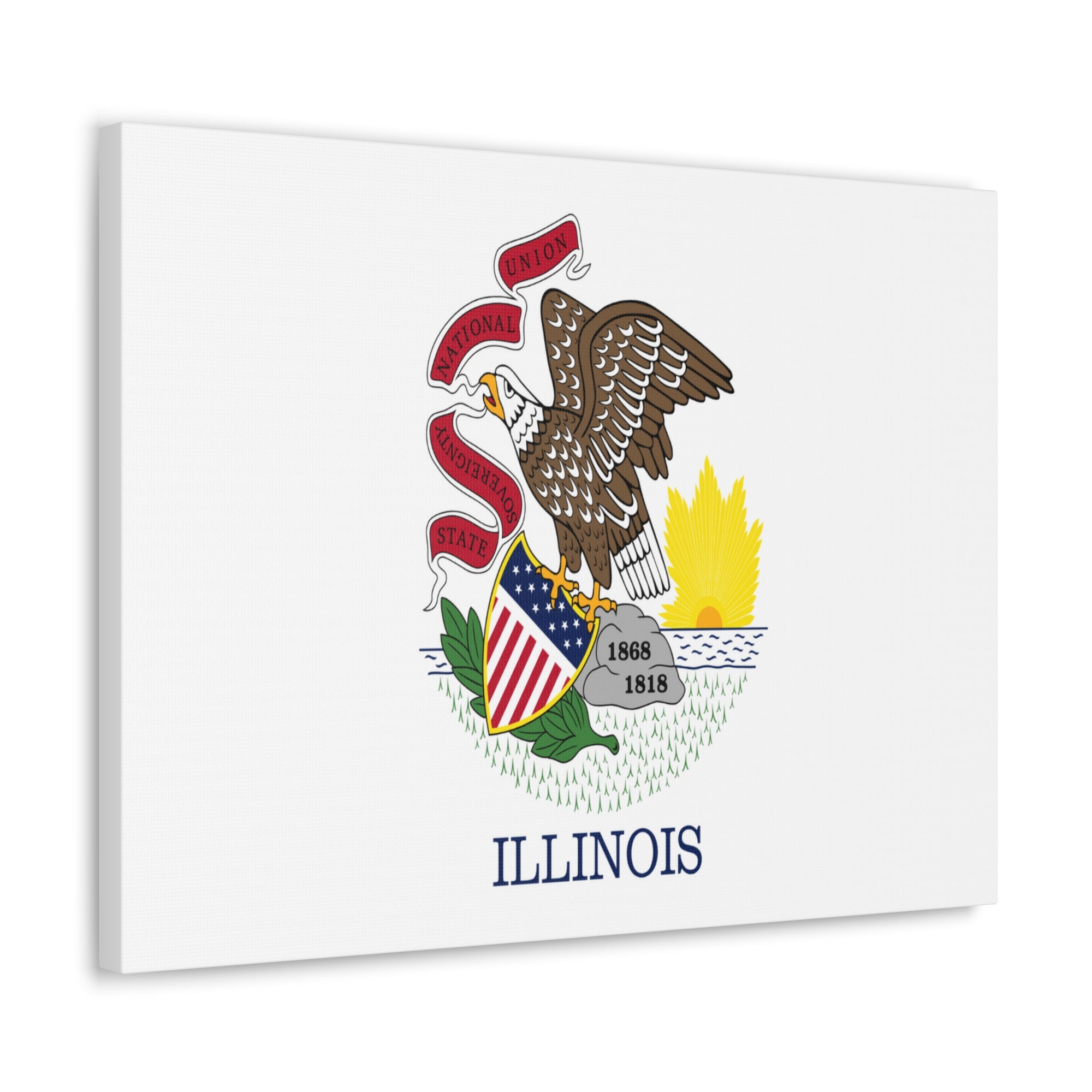 Illinois Stage Flag Canvas Vibrant Wall Art Unframed Home Decor-Express Your Love Gifts