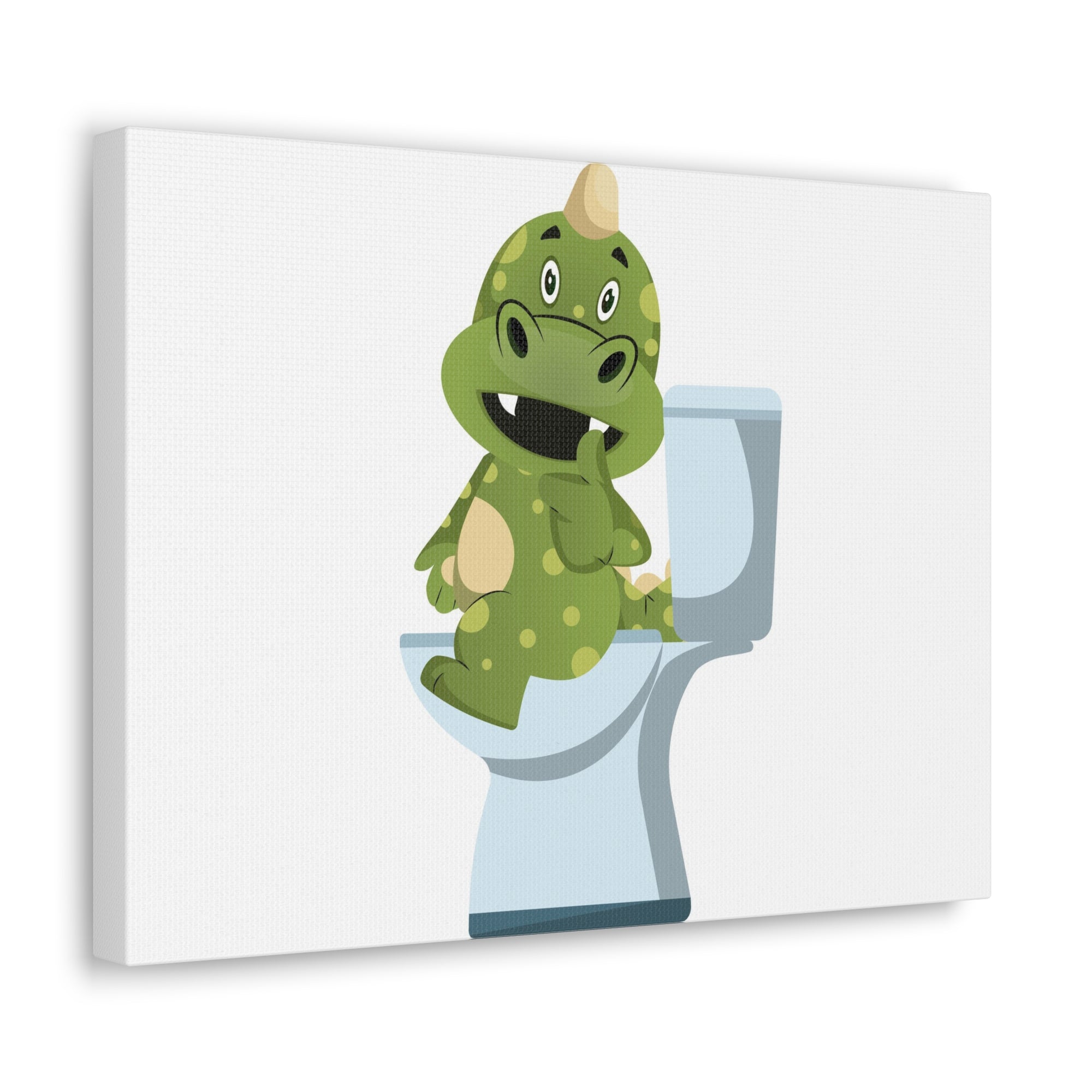 Green Dragon Sitting On Toilet Funny Canvas Wall Art for Home Decor Ready-to-Hand-Express Your Love Gifts