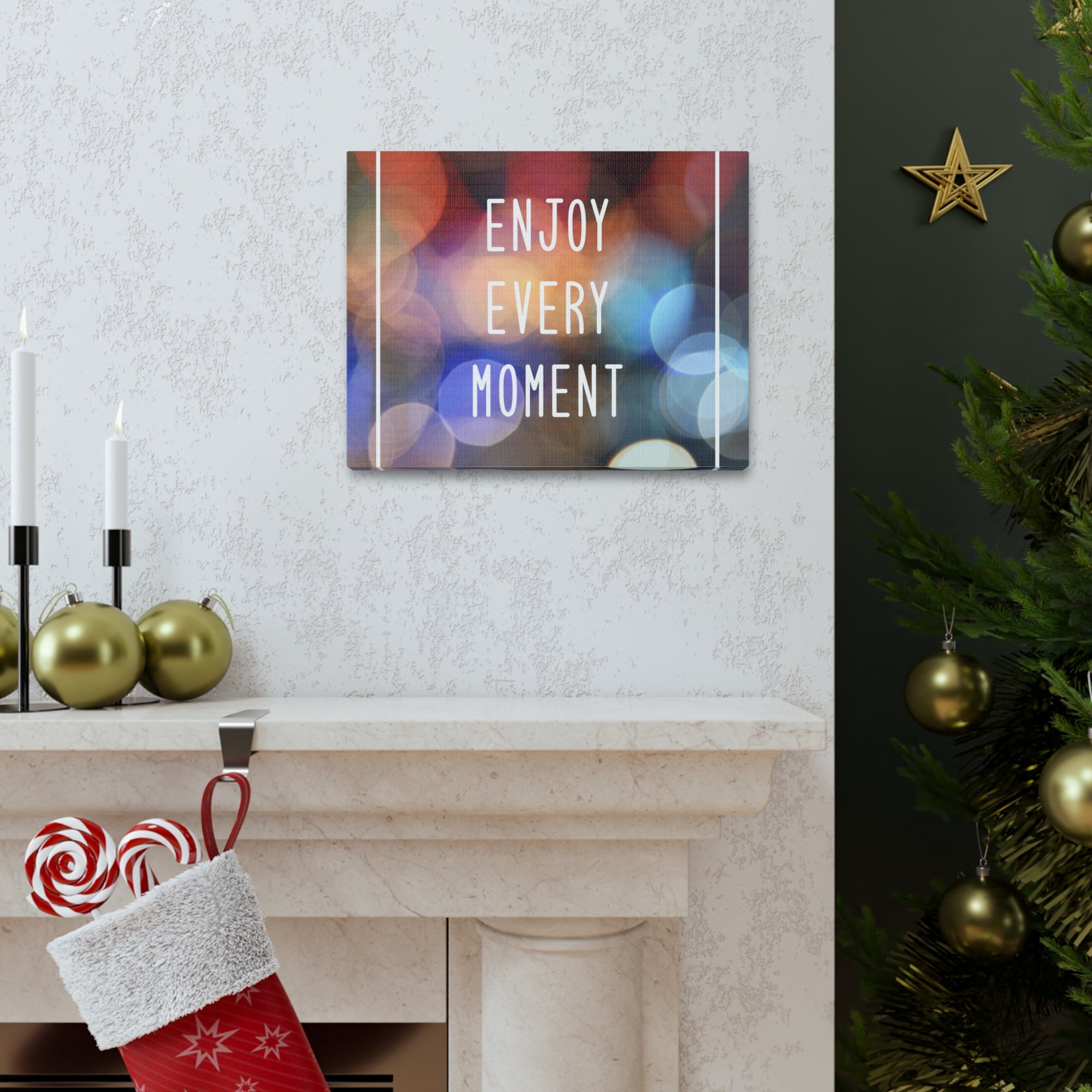 Inspirational Quote Canvas Enjoy Every Moment Motivational Print Ready to Hang Artwork-Express Your Love Gifts