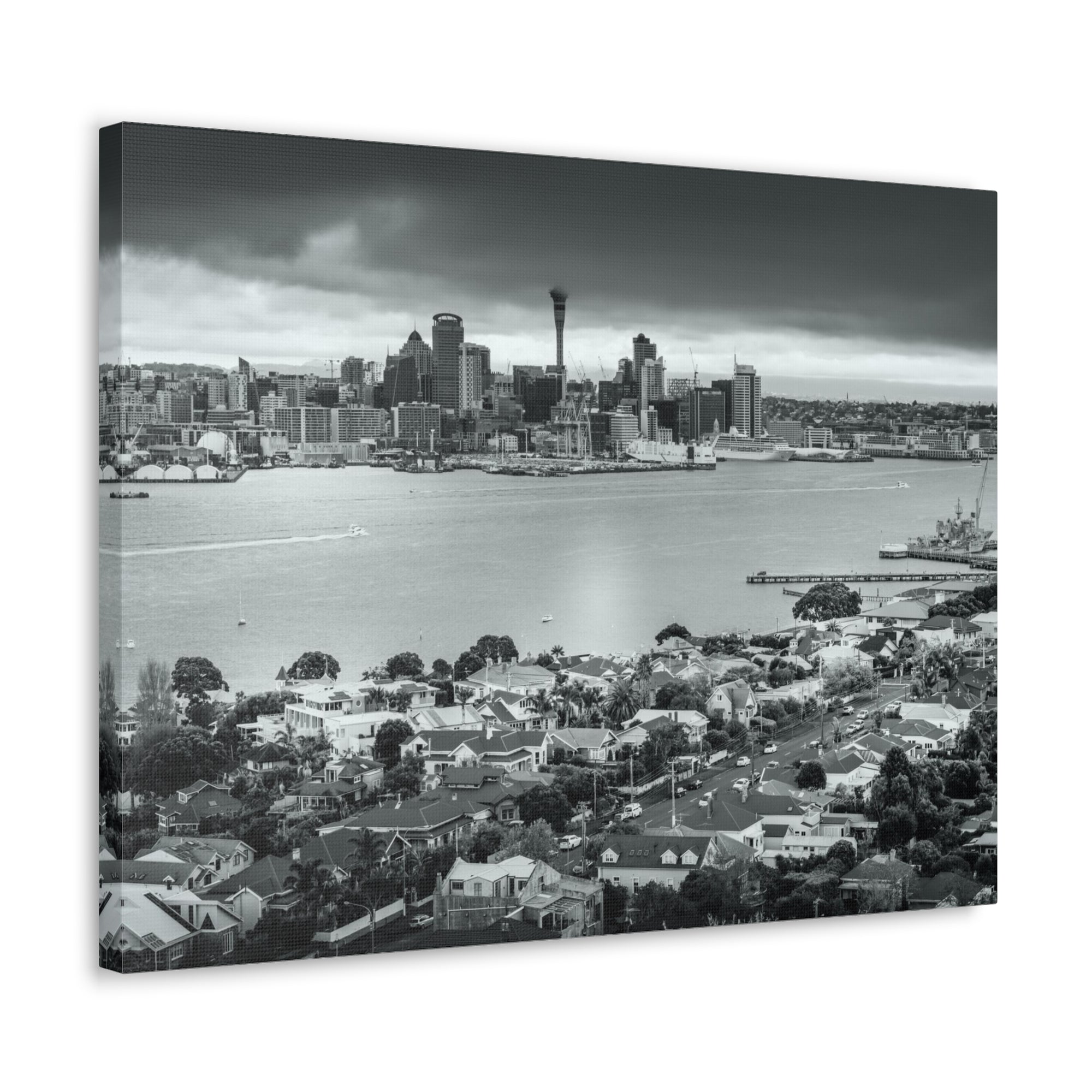 Auckland Black And White Skyline Canvas Artwork High-Quality Breathtaking Stunning Cityscape for Home Decor Ready to Hang-Express Your Love Gifts