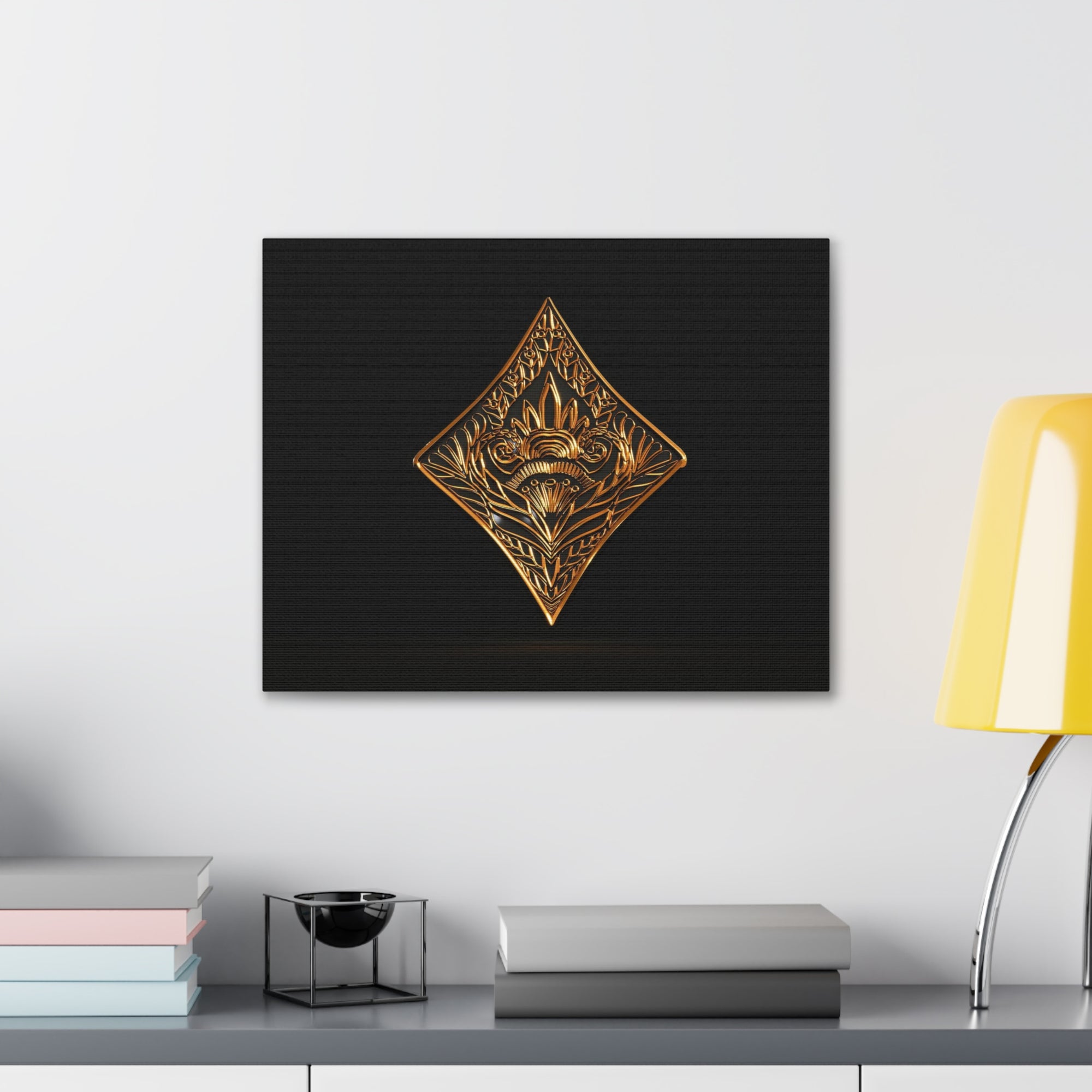 3D Gold Diamonds Playing Card Canvas Wall Art for Home Decor Ready-to-Hang-Express Your Love Gifts