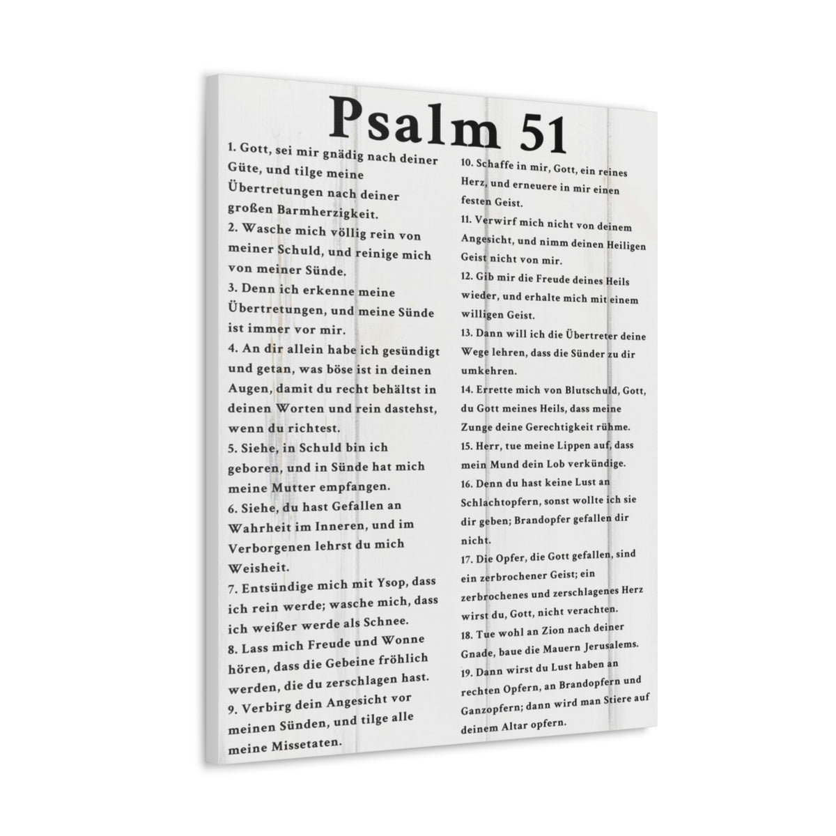 Scripture Walls Psalm 51 German White Bible Verse Canvas Christian Wall Art Ready to Hang Unframed-Express Your Love Gifts