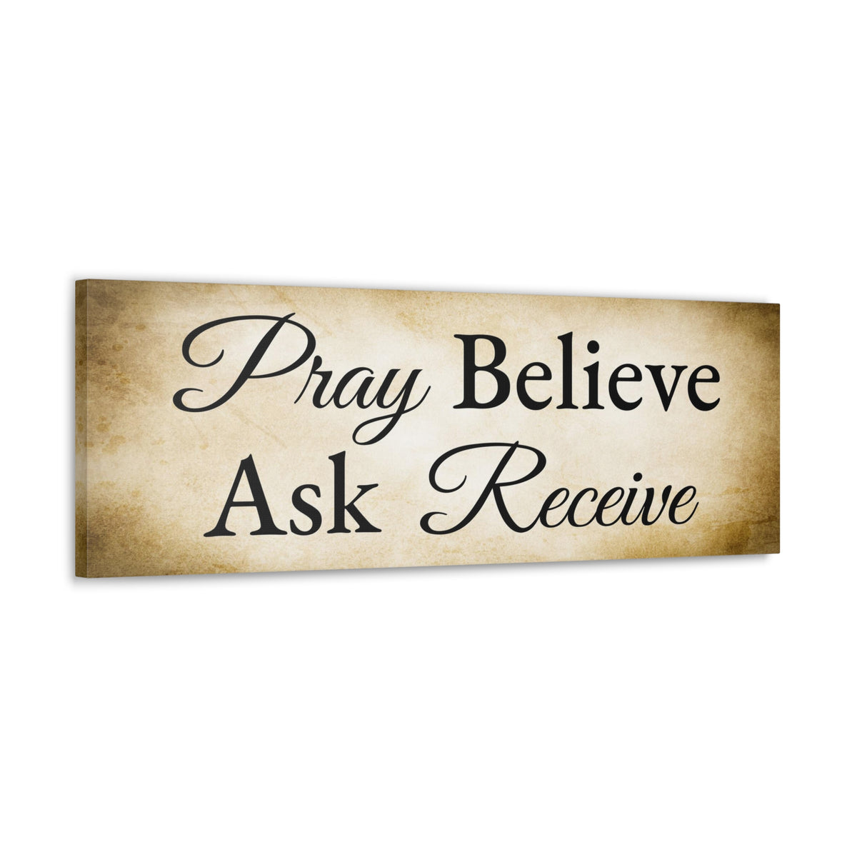 Scripture Walls Pray Believe Ask Receive Mark 11:24 Gold Bible Verse Canvas Christian Wall Art Ready to Hang Unframed-Express Your Love Gifts