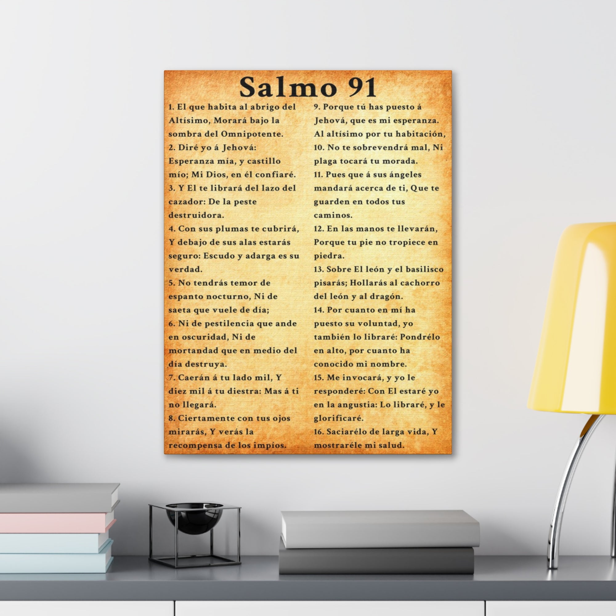 Scripture Walls Salmo 91 Psalm 91 Spanish Gold Bible Chapter Canvas Christian Wall Art Ready to Hang Unframed-Express Your Love Gifts