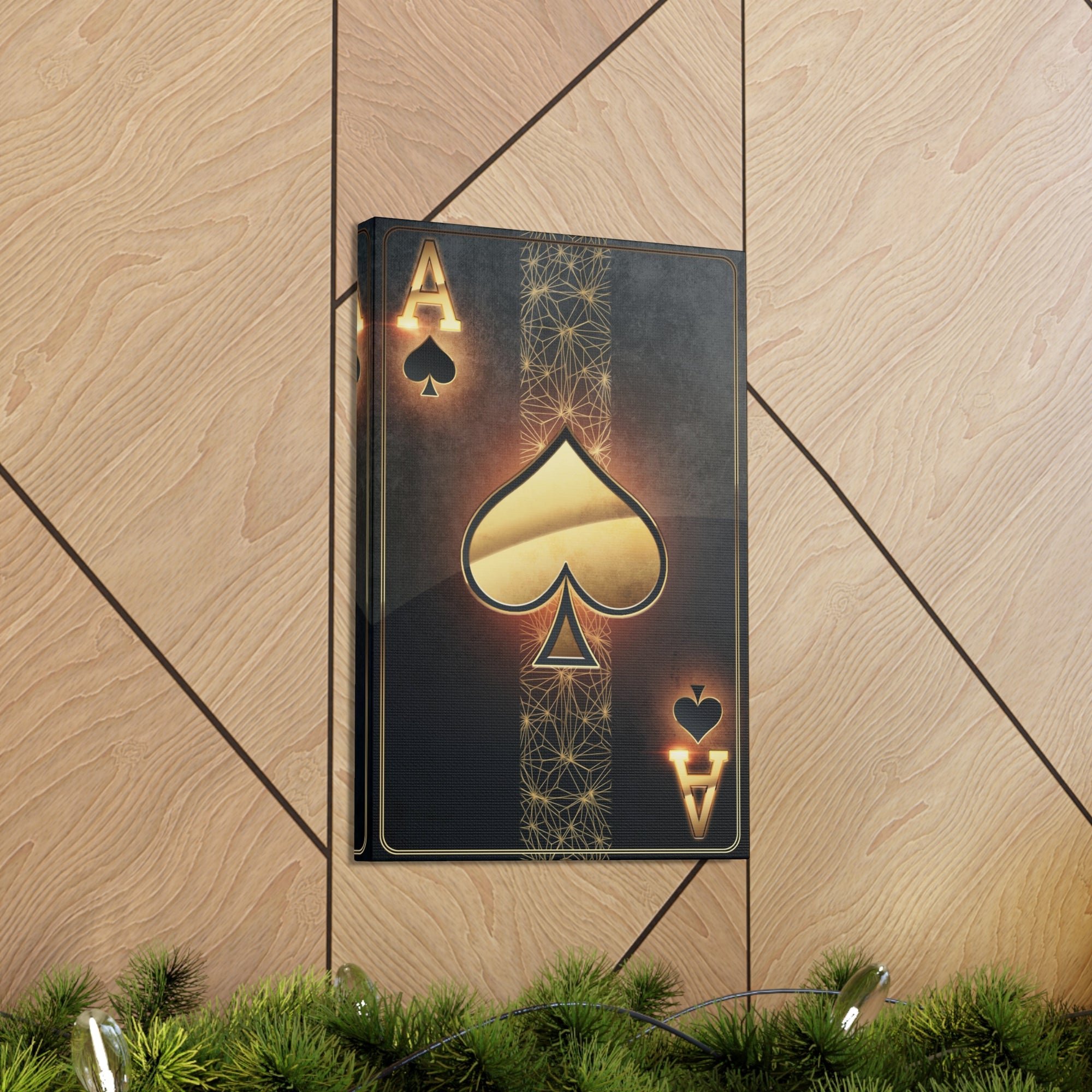 Black Gold Ace Of Hearts Playing Card Canvas Wall Art for Home Decor Ready-to-Hang-Express Your Love Gifts