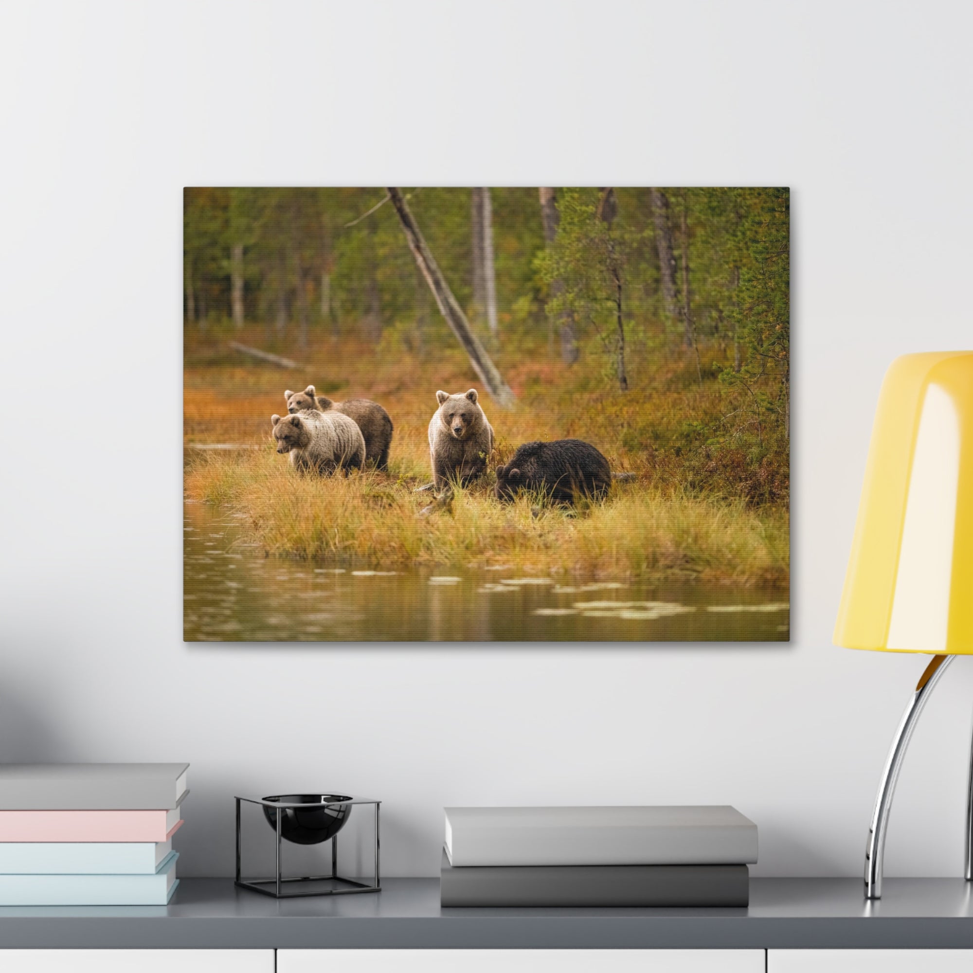 Bears In Spring Forest Nature Wilderness Photography Canvas Wall Art for Home Decor Ready-to-Hang-Express Your Love Gifts