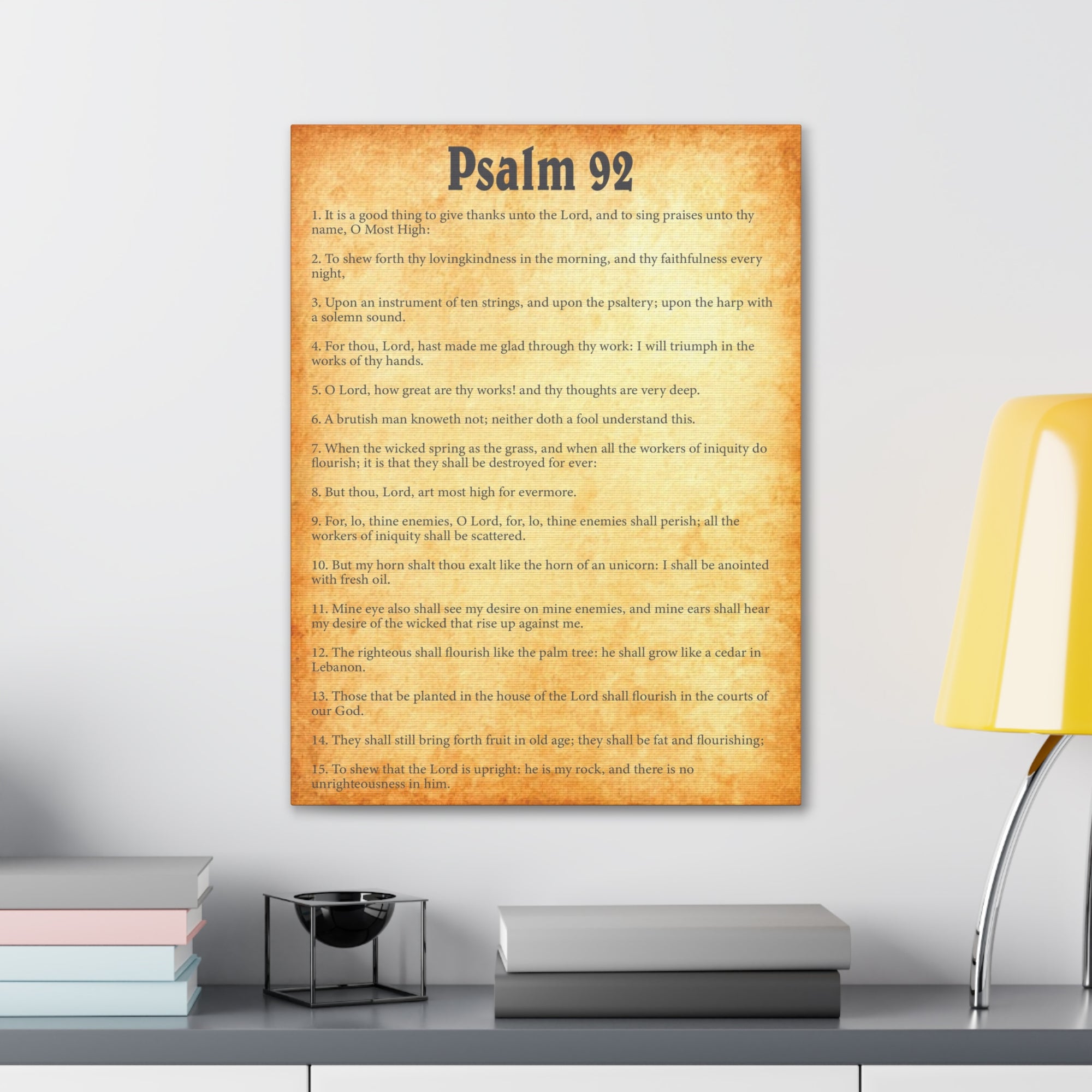 Scripture Walls Psalm 92 Gold Bible Chapter Canvas Christian Wall Art Ready to Hang Unframed-Express Your Love Gifts