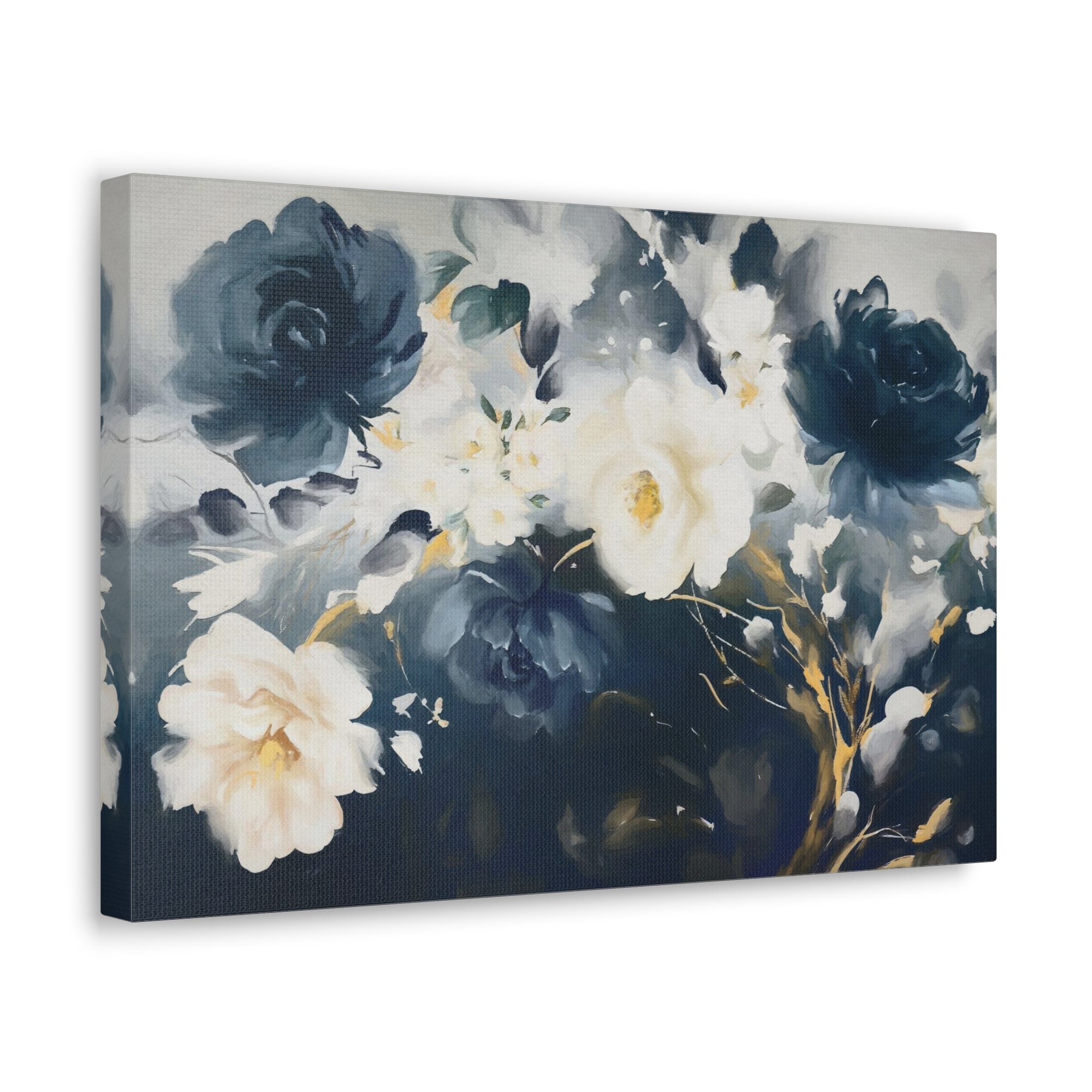 Blue And White Rose Flower Flower Canvas Wall Art for Home Decor Ready-to-Hang-Express Your Love Gifts