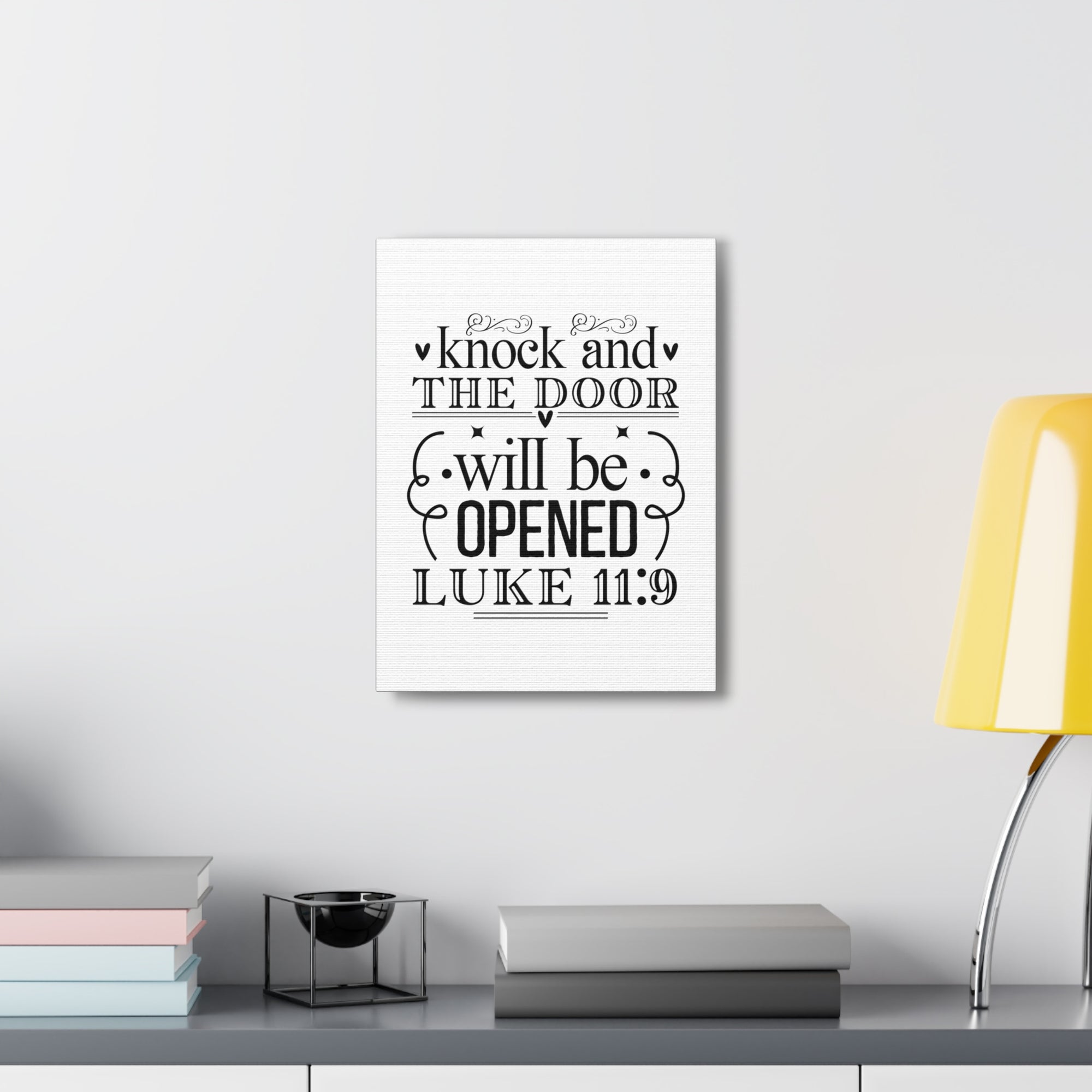 Scripture Walls Luke 11:9 Knock Bible Verse Canvas Christian Wall Art Ready to Hang Unframed-Express Your Love Gifts