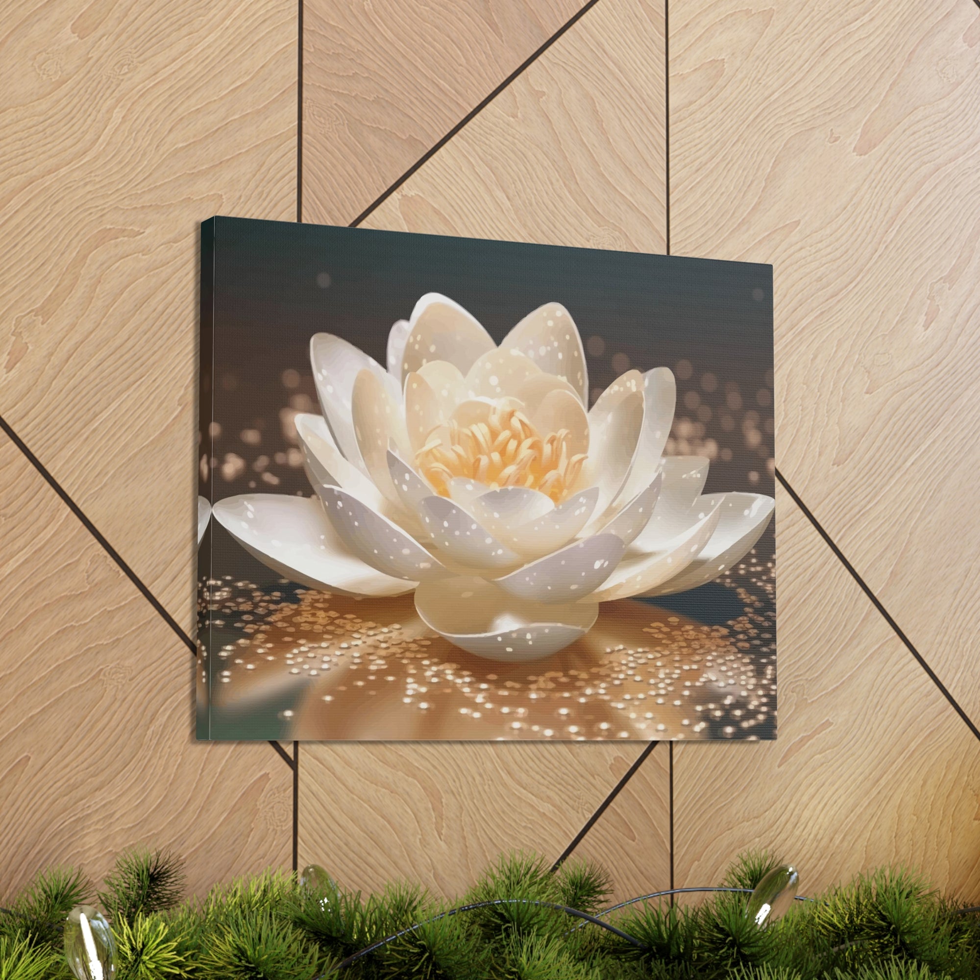 Beautiful White Lotus Flower Canvas Wall Art for Home Decor Ready-to-Hang-Express Your Love Gifts