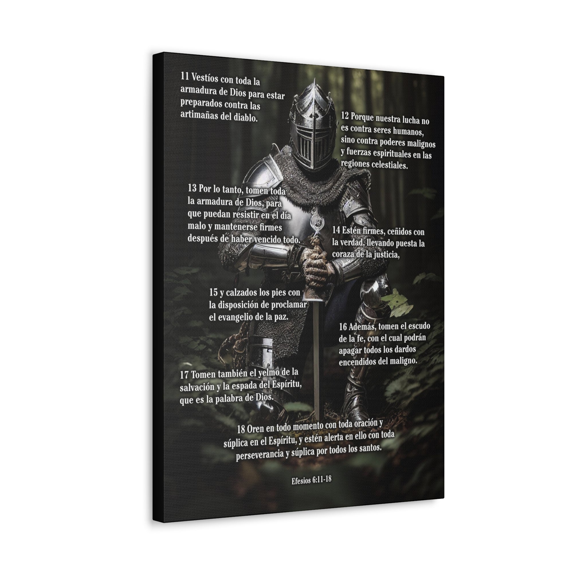 Scripture Walls Armor Of God Efesios 6:11-18 Spanish Soldier Kneels Christian Wall Art Print Ready to Hang Unframed-Express Your Love Gifts