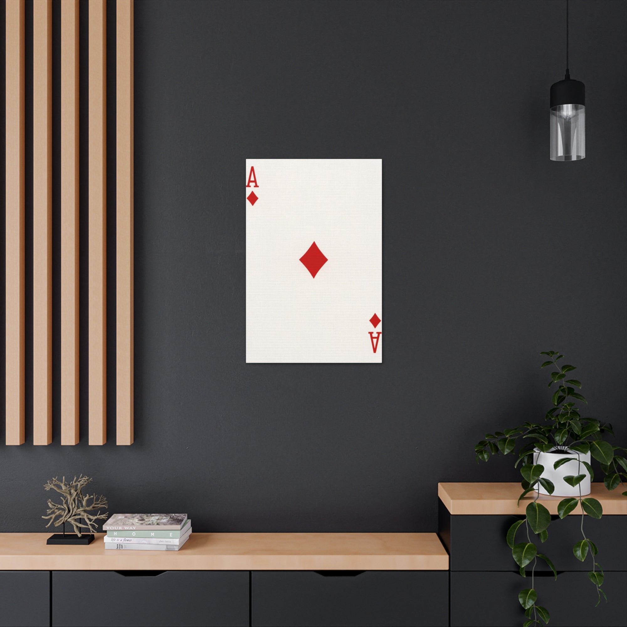 Ace Of Diamonds Playing Card Canvas Wall Art for Home Decor Ready-to-Hang-Express Your Love Gifts