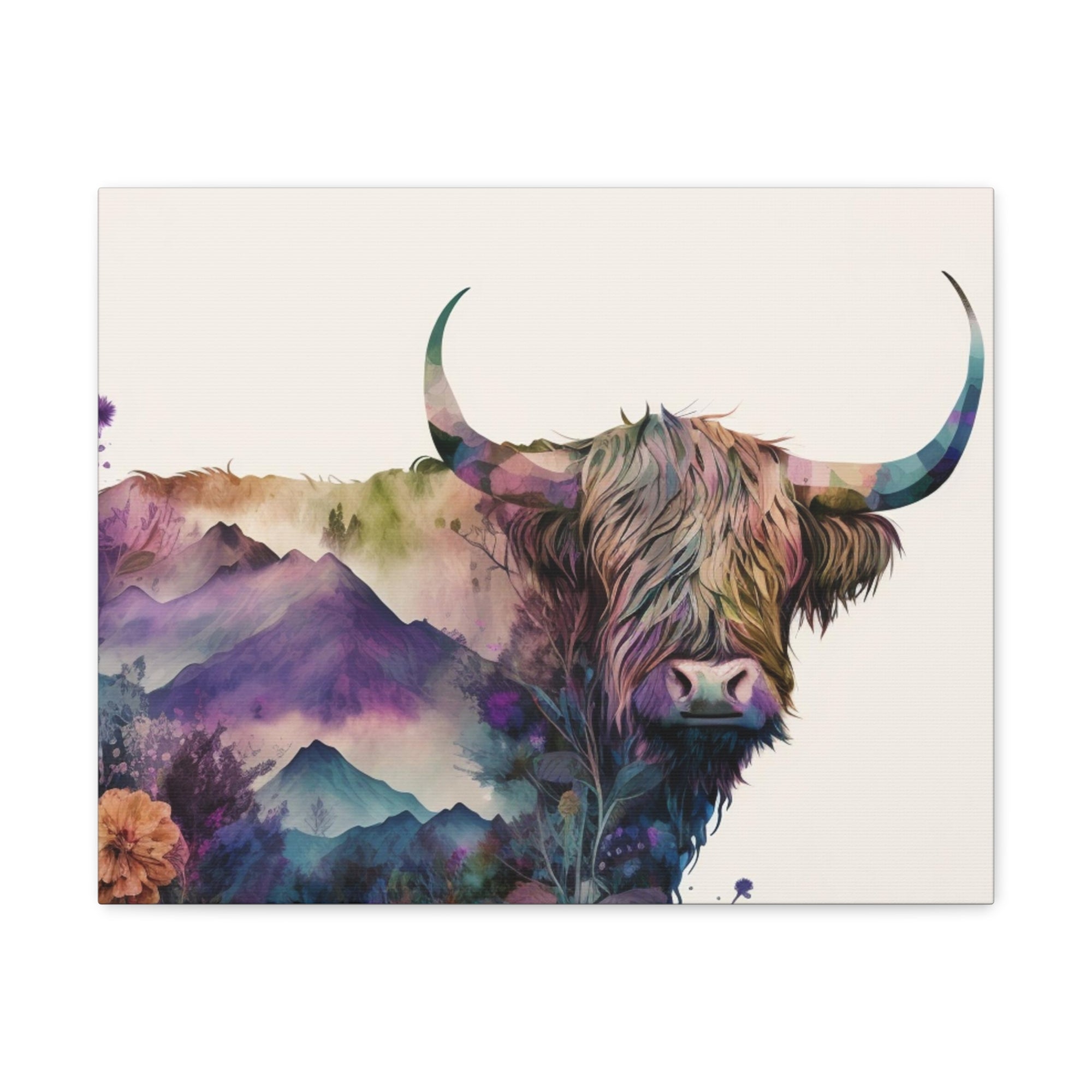 Bison Standing In Flower Field Buffalo Art Canvas Wall Art for Home Decor Ready-to-Hang-Express Your Love Gifts