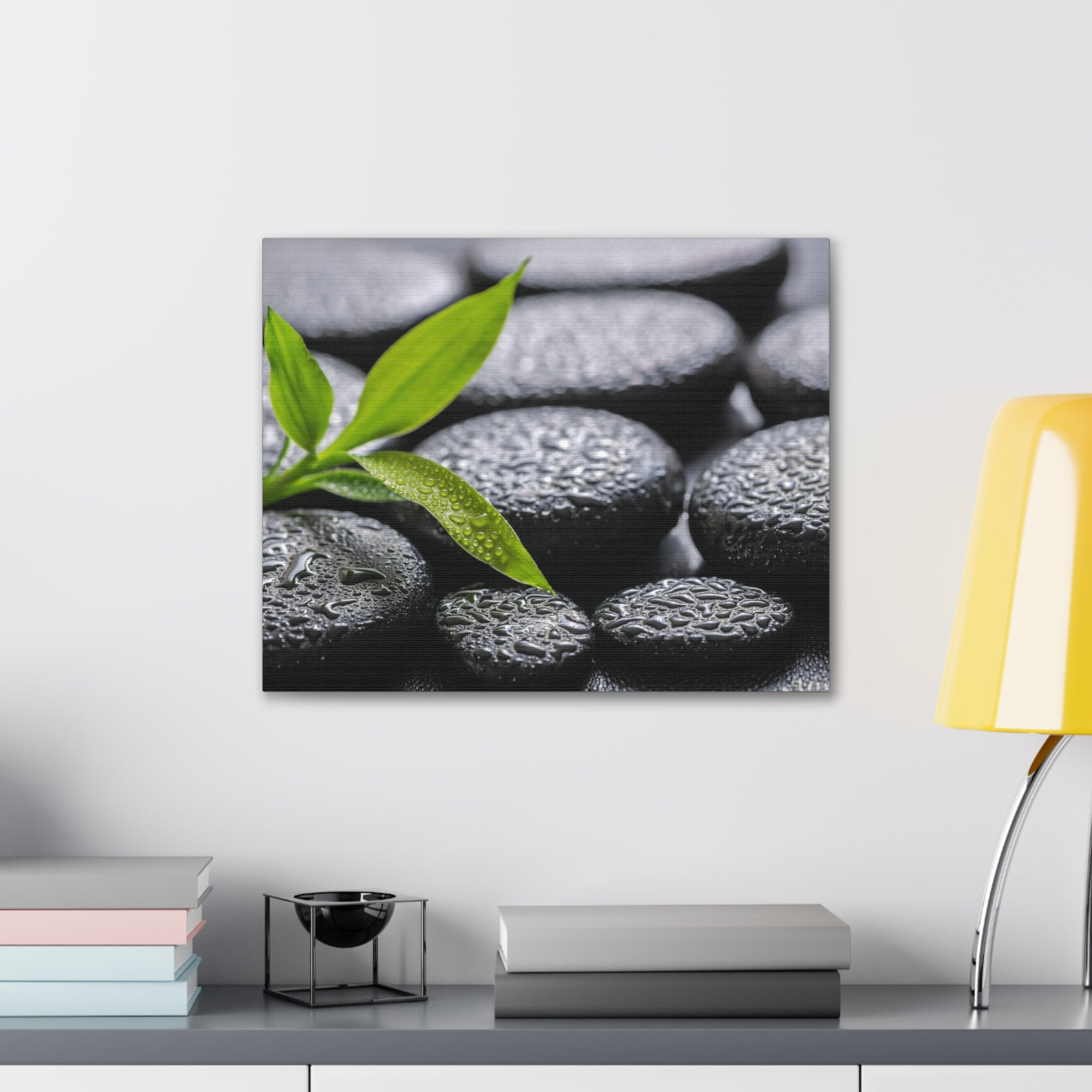 Bamboo on Zen Basalt Forest Floral Nature Photography Canvas Wall Art for Home Decor Ready-to-Hang-Express Your Love Gifts