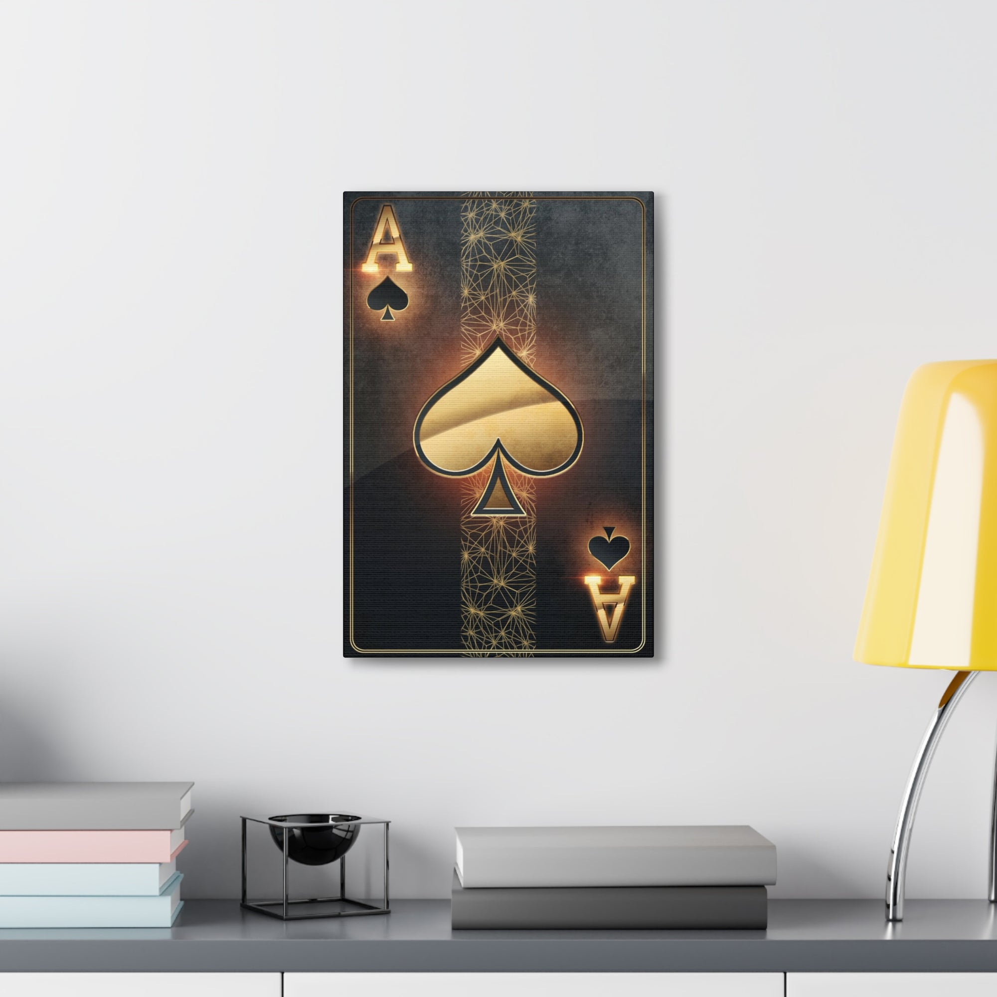 Black Gold Ace Of Hearts Playing Card Canvas Wall Art for Home Decor Ready-to-Hang-Express Your Love Gifts