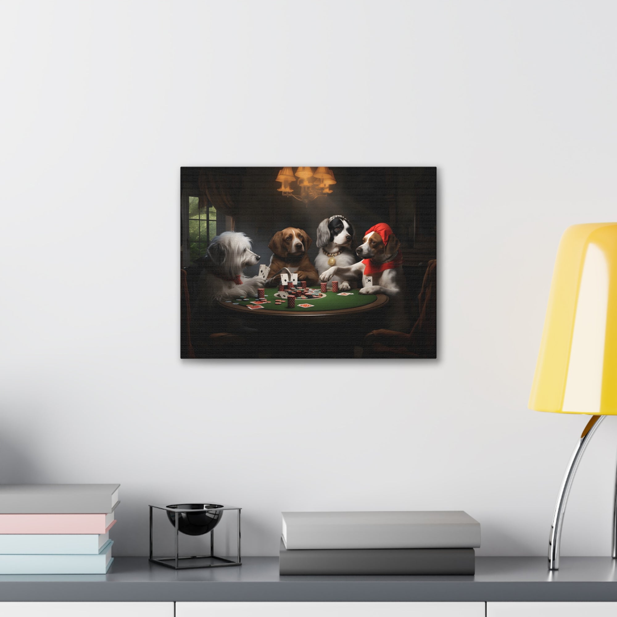 Dogs Playing Poker New York Animals Playing Card Canvas Wall Art for Home Decor Ready-to-Hang-Express Your Love Gifts