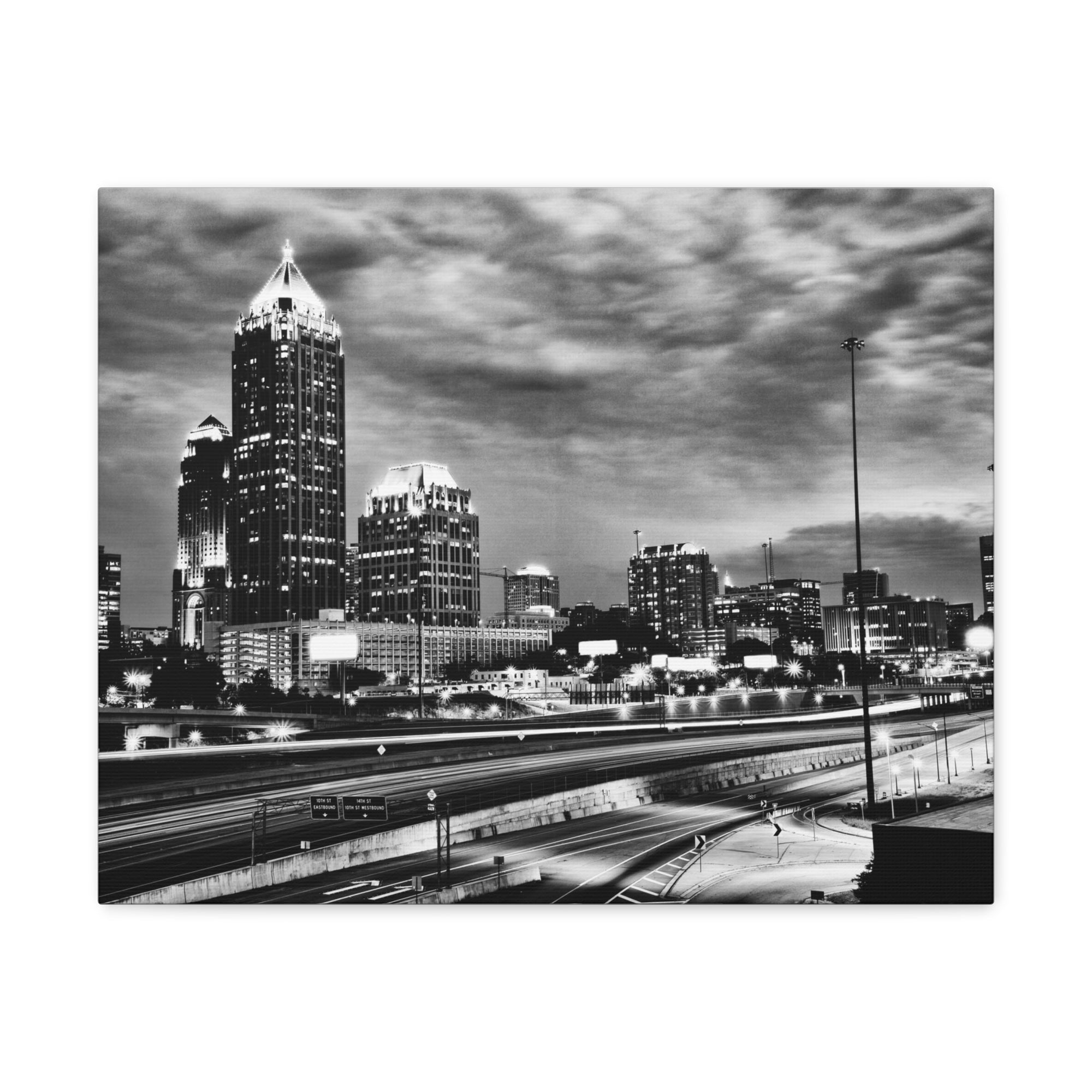 Atlanta Black And White Skyline Canvas Artwork High-Quality Breathtaking Stunning Cityscape for Home Decor Ready to Hang-Express Your Love Gifts