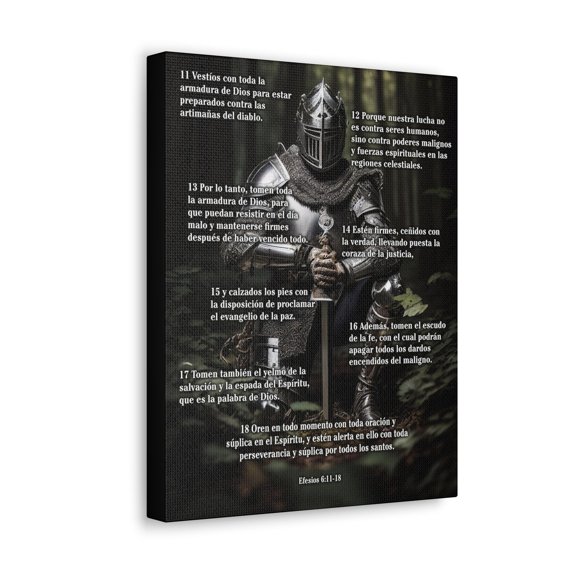 Scripture Walls Armor Of God Efesios 6:11-18 Spanish Soldier Kneels Christian Wall Art Print Ready to Hang Unframed-Express Your Love Gifts