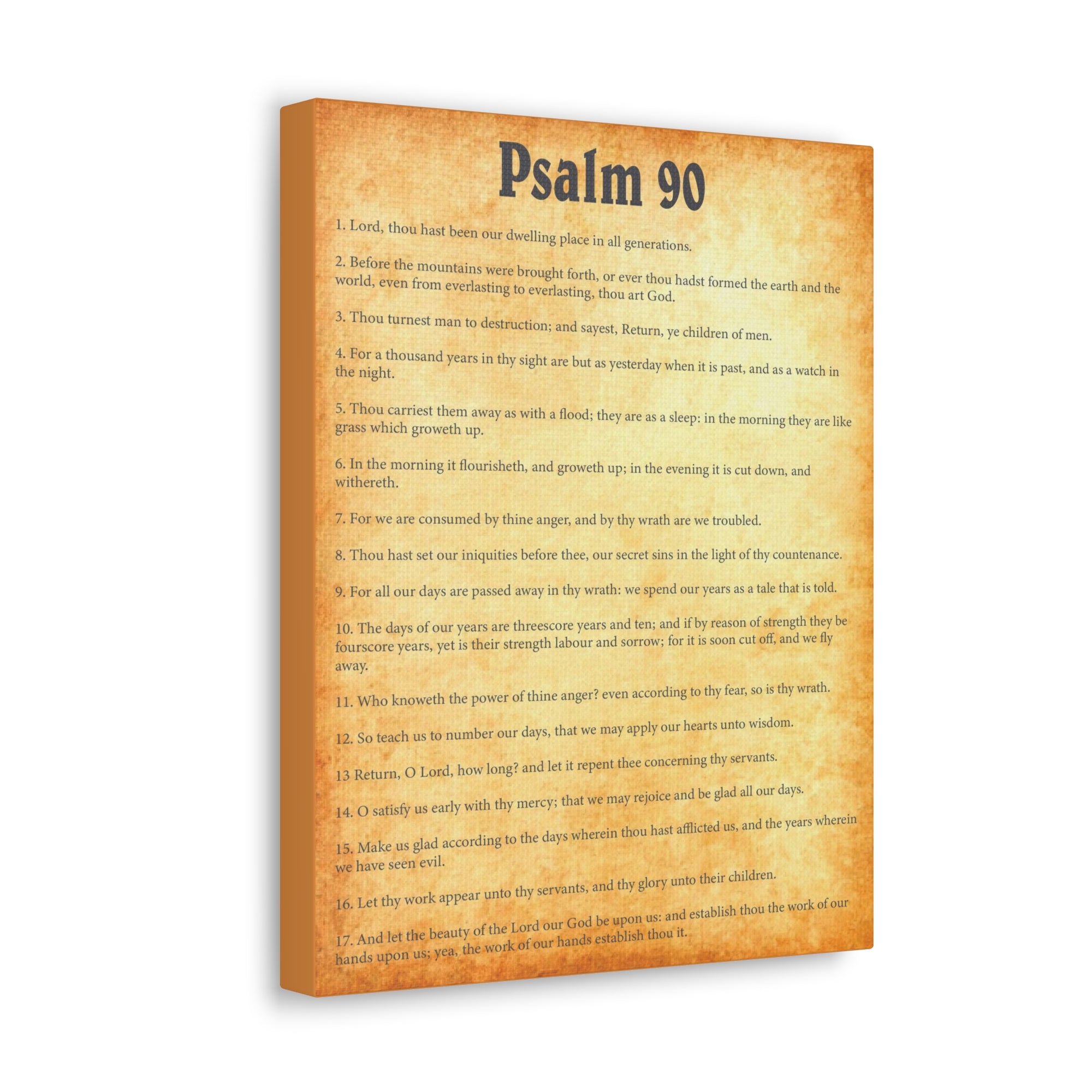 Scripture Walls Psalm 90 Gold Bible Chapter Canvas Christian Wall Art Ready to Hang Unframed-Express Your Love Gifts