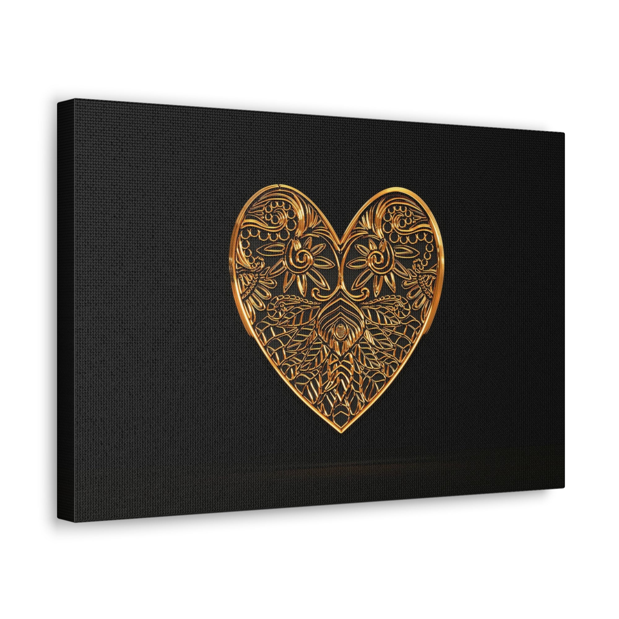 3D Gold Hearts Playing Card Canvas Wall Art for Home Decor Ready-to-Hang-Express Your Love Gifts