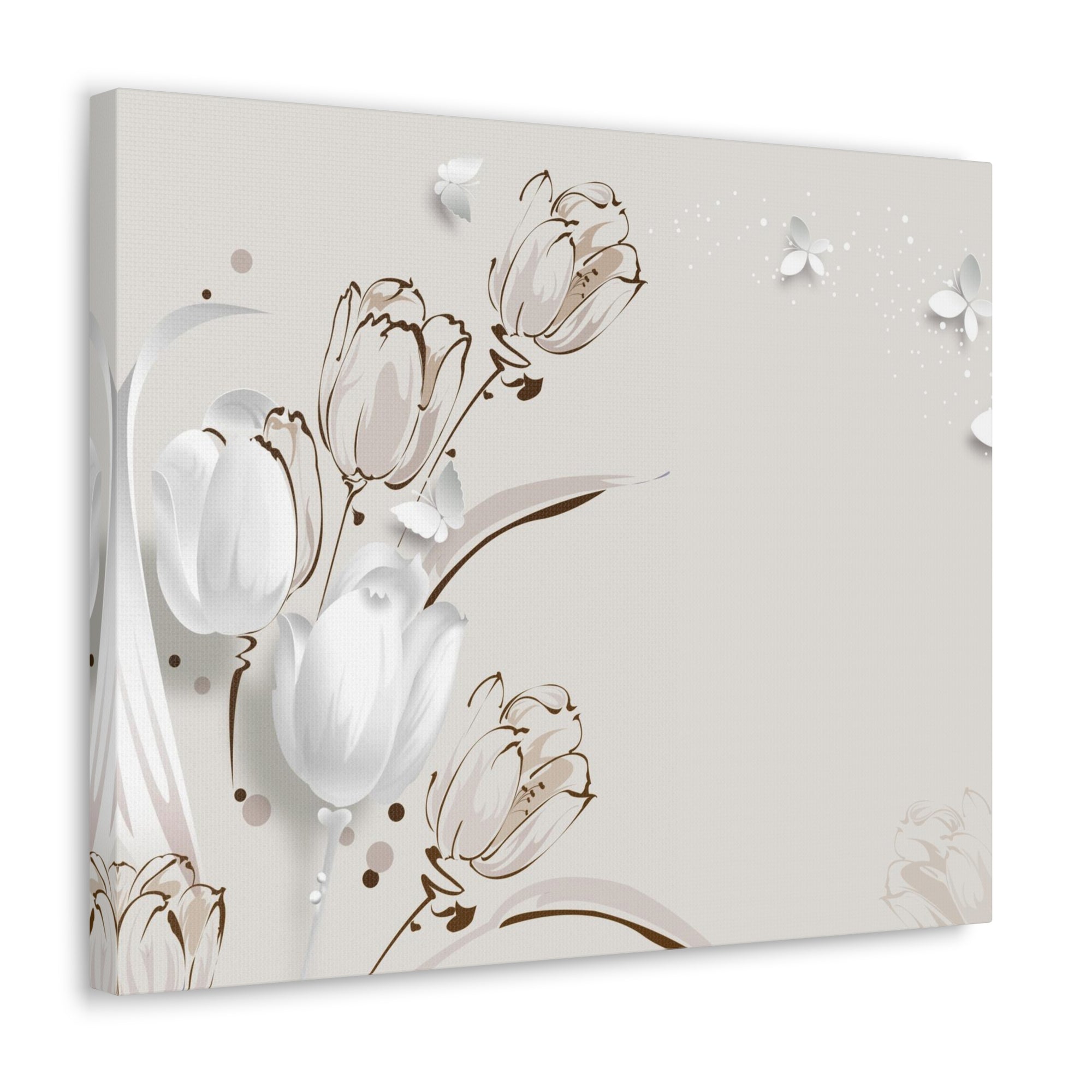 3D Butterflies And Beautiful Tulips Flower Canvas Wall Art for Home Decor Ready-to-Hang-Express Your Love Gifts