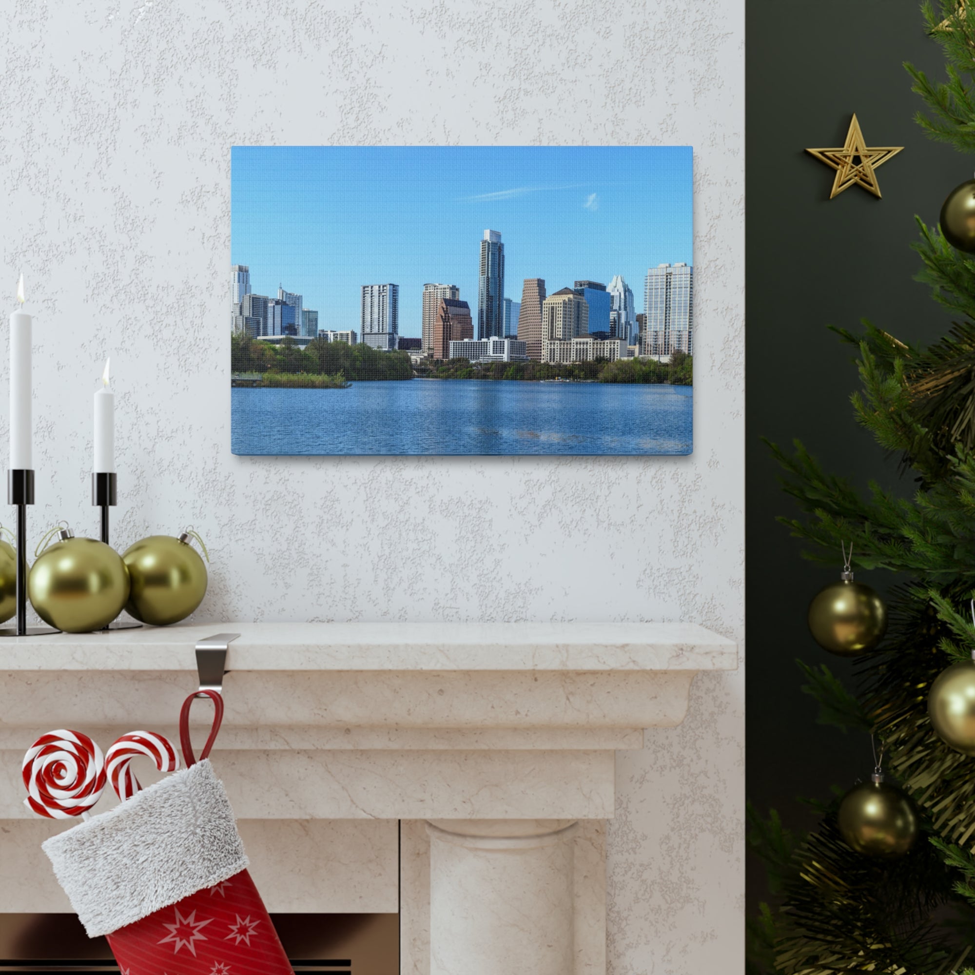 Austin Daytime Skyline Canvas Artwork High-Quality Breathtaking Stunning Cityscape for Home Decor Ready to Hang-Express Your Love Gifts